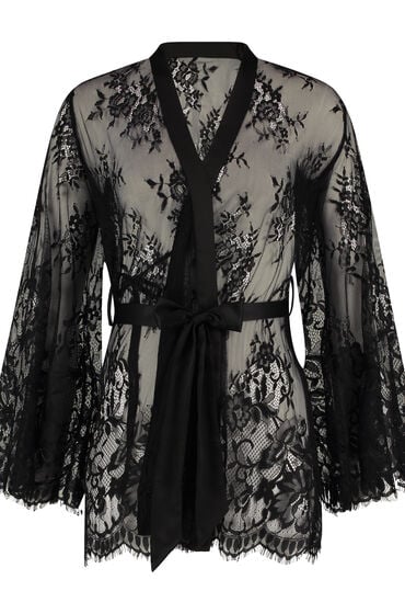 Thumbnail - Hunkemöller Kimono Lace Isabelle Schwarz