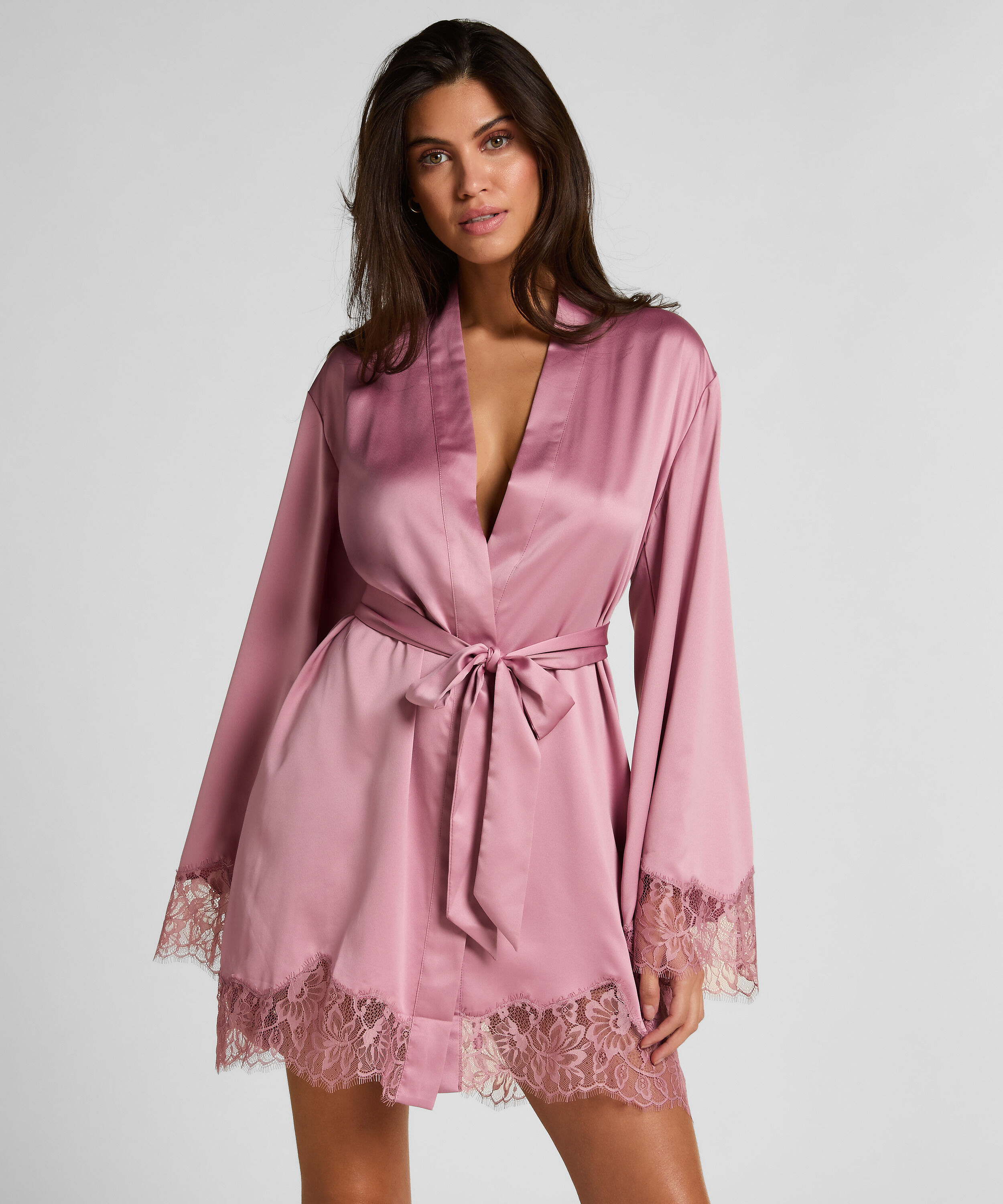 Kimono aus Satin Valerie, Rosa
