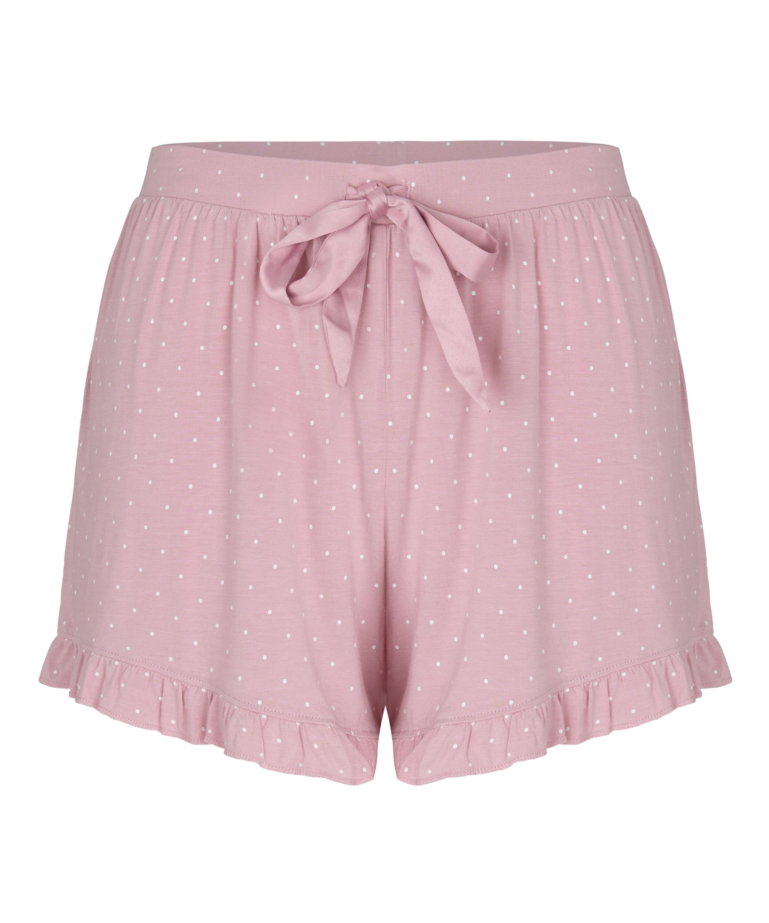 Jersey-Shorts mit Rüschen, Rosa