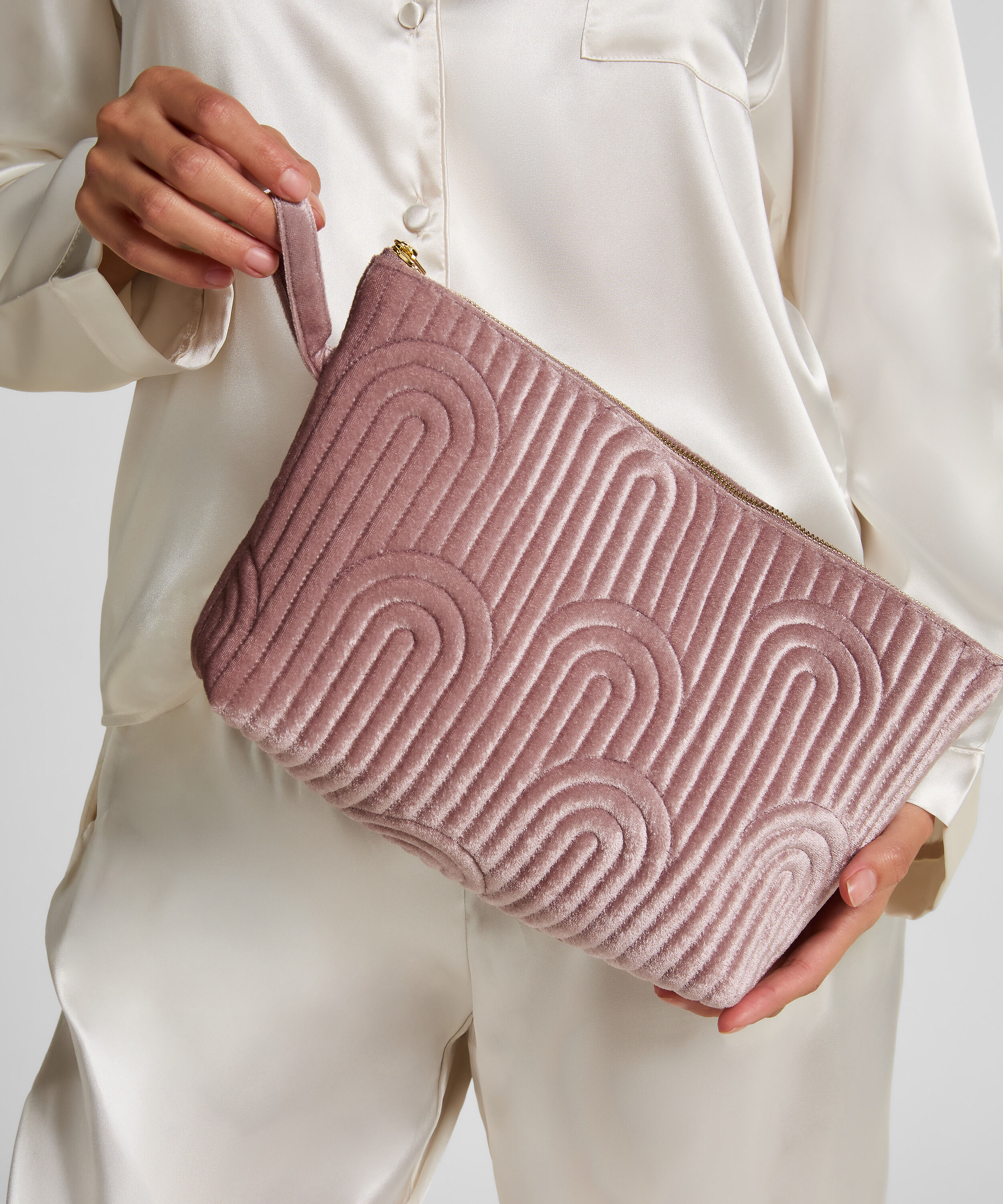 Groß Kosmetiktasche aus Velours, Lila