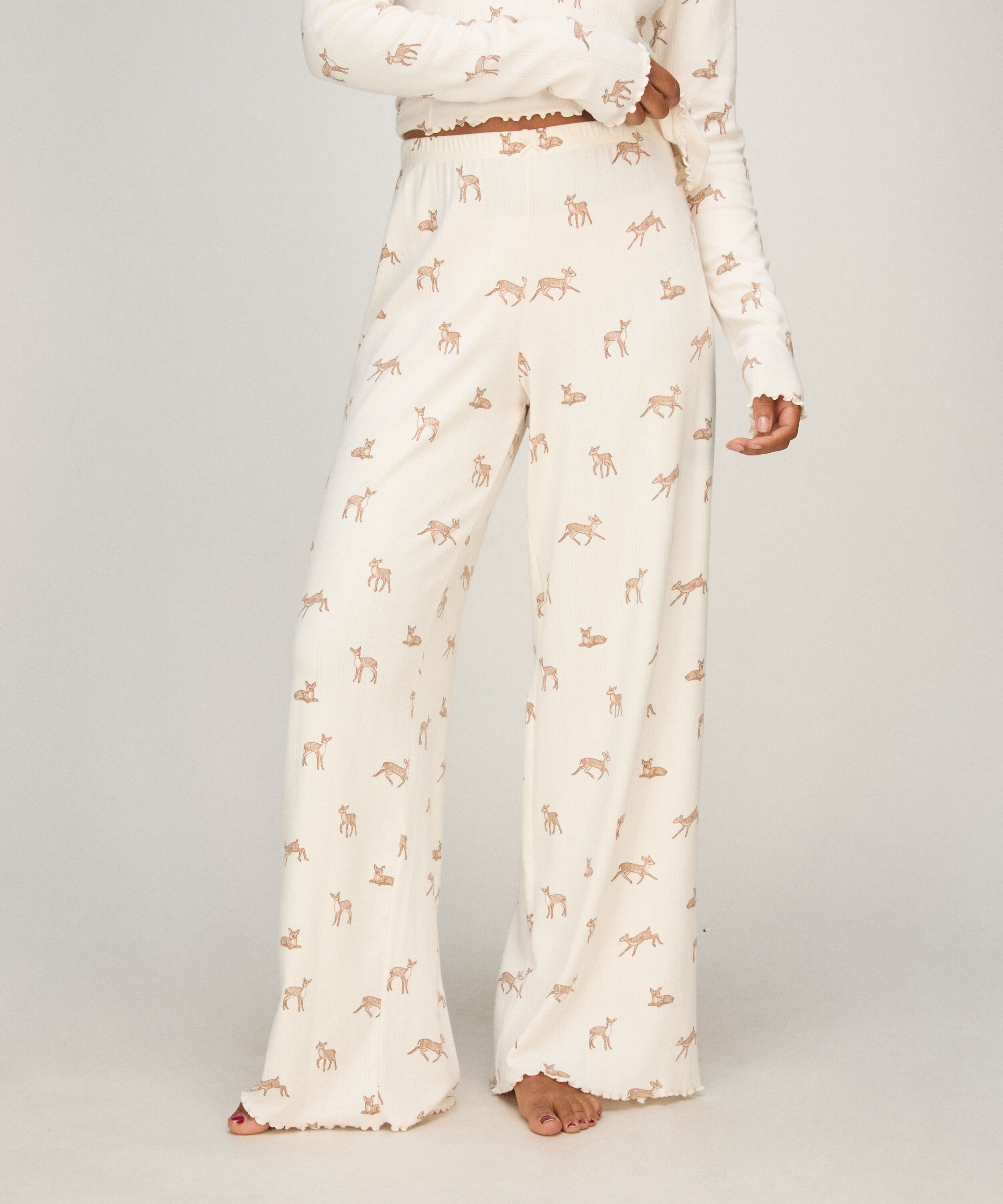 Pyjama-Hose Loose Pointelle, Weiß