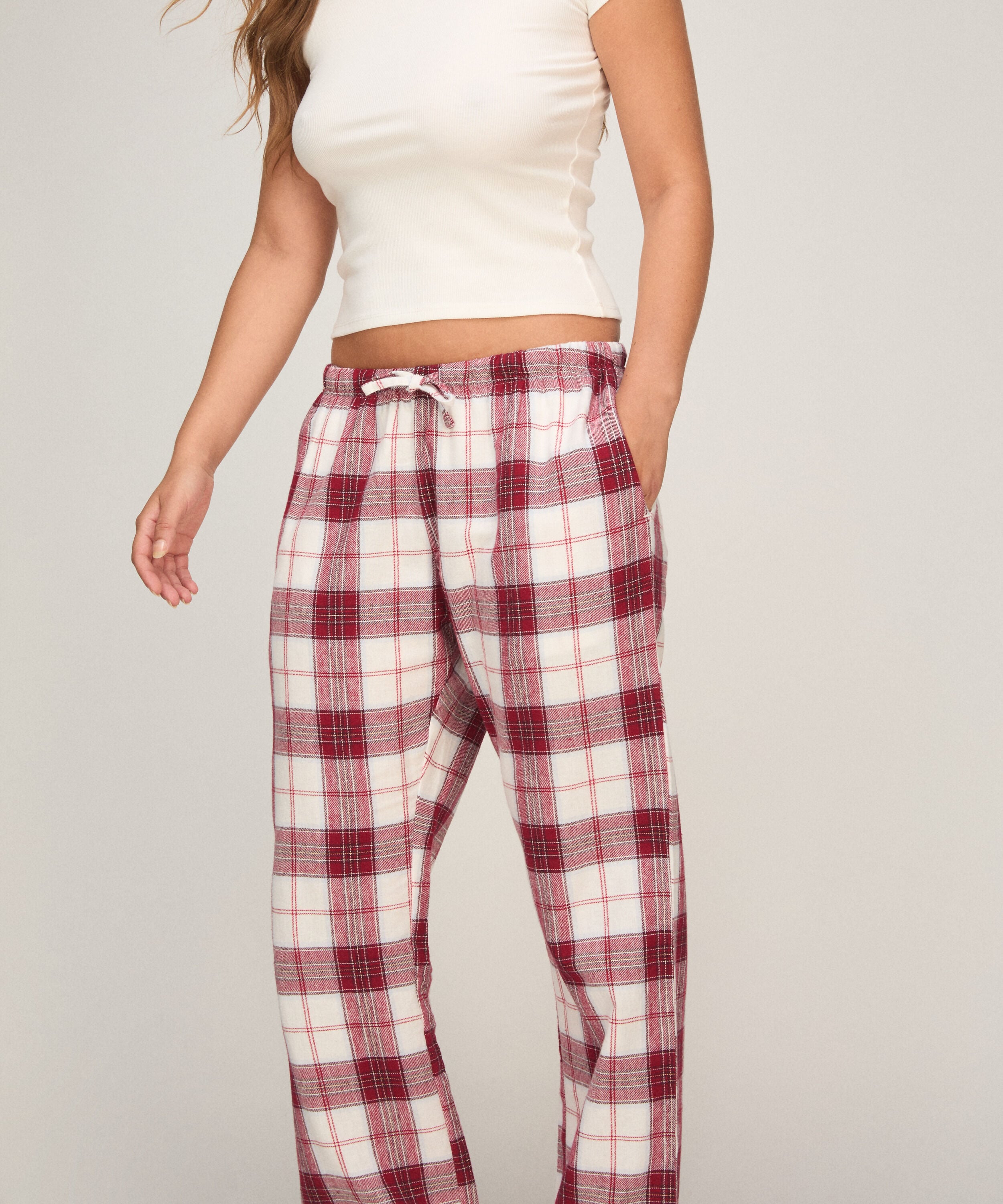 Pyjamahose aus Flanell, Weiß