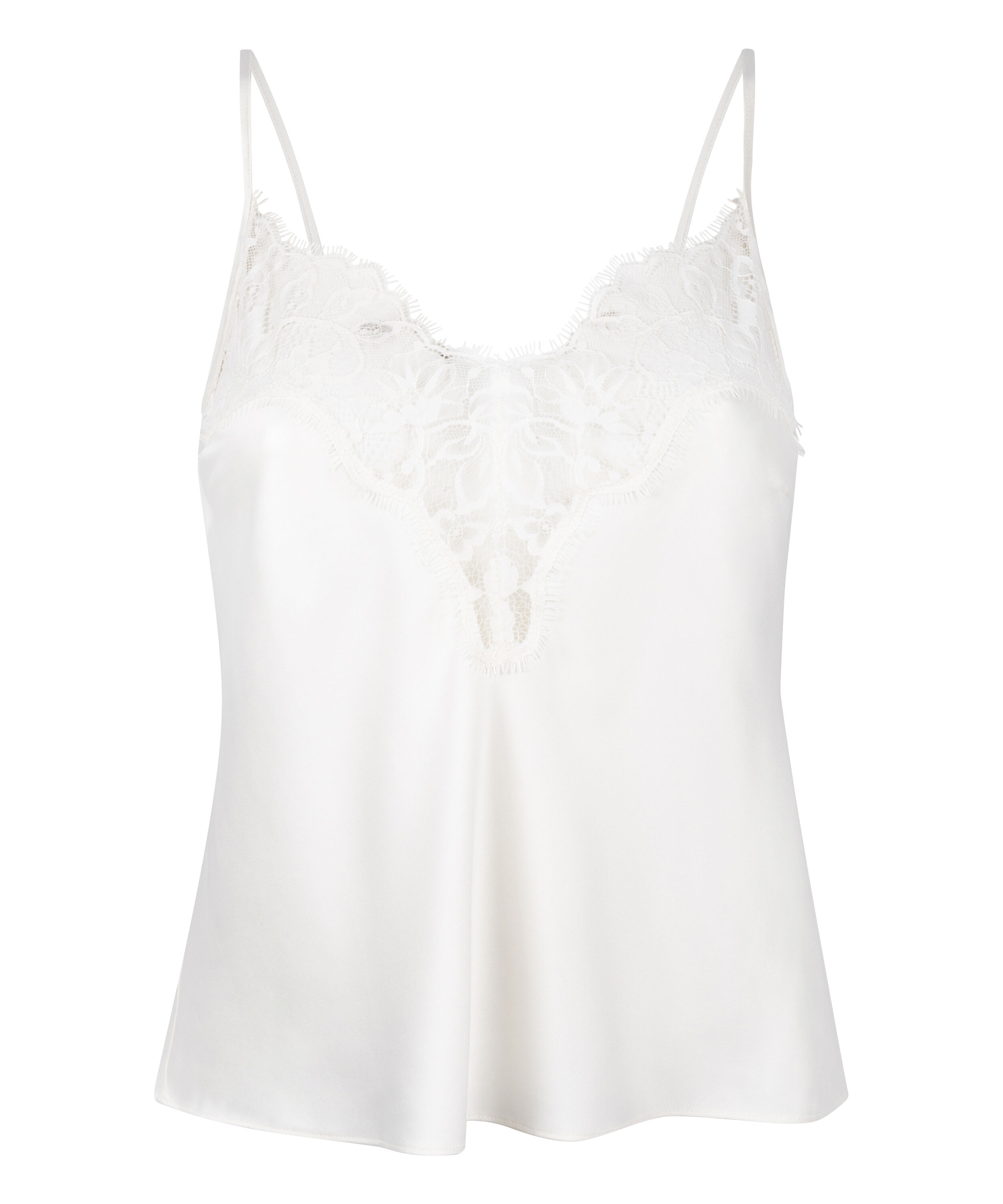 Valerie Satin-Cami mit Spitze, Weiß