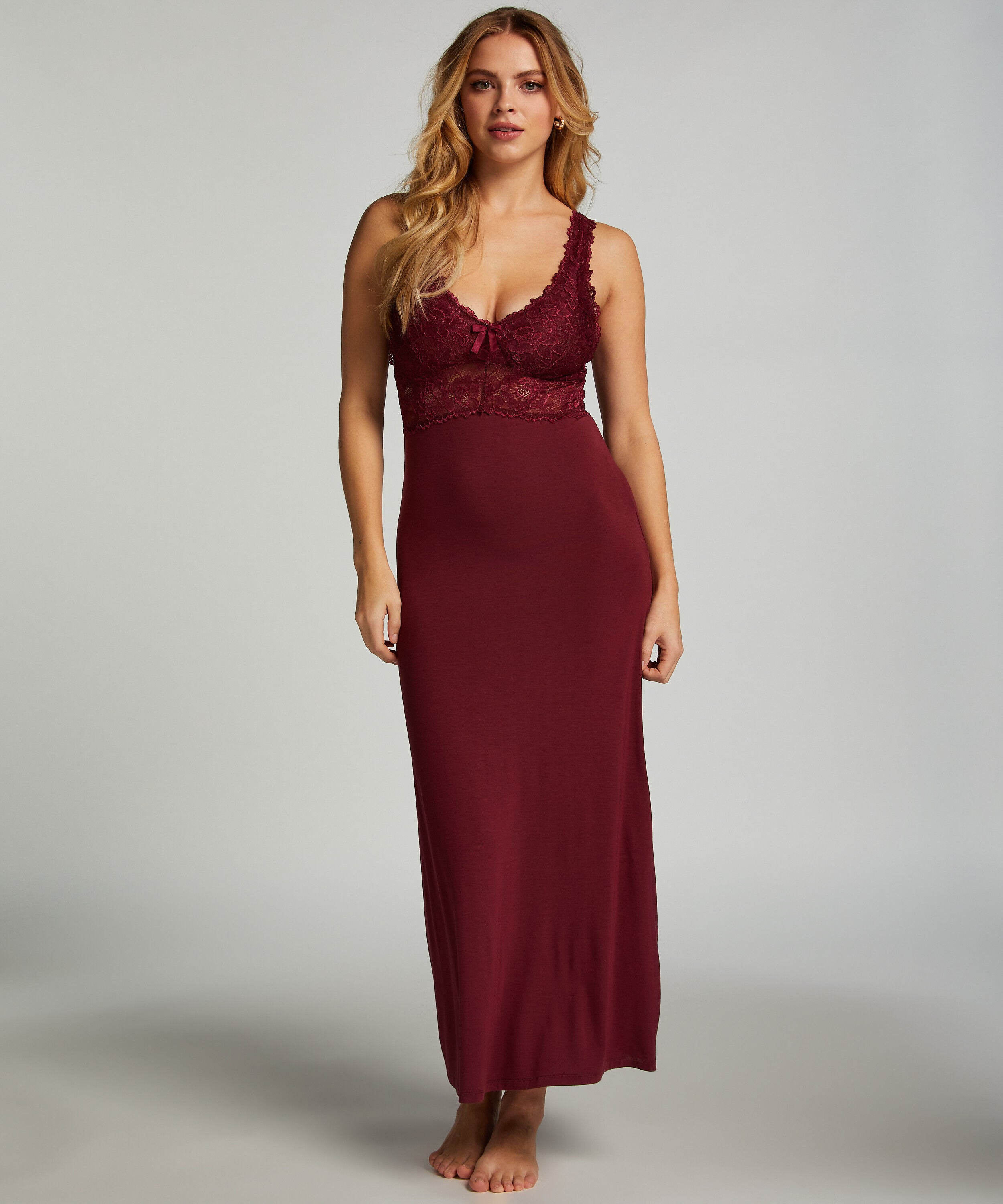 Slipdress Nora Lace Long, Lila