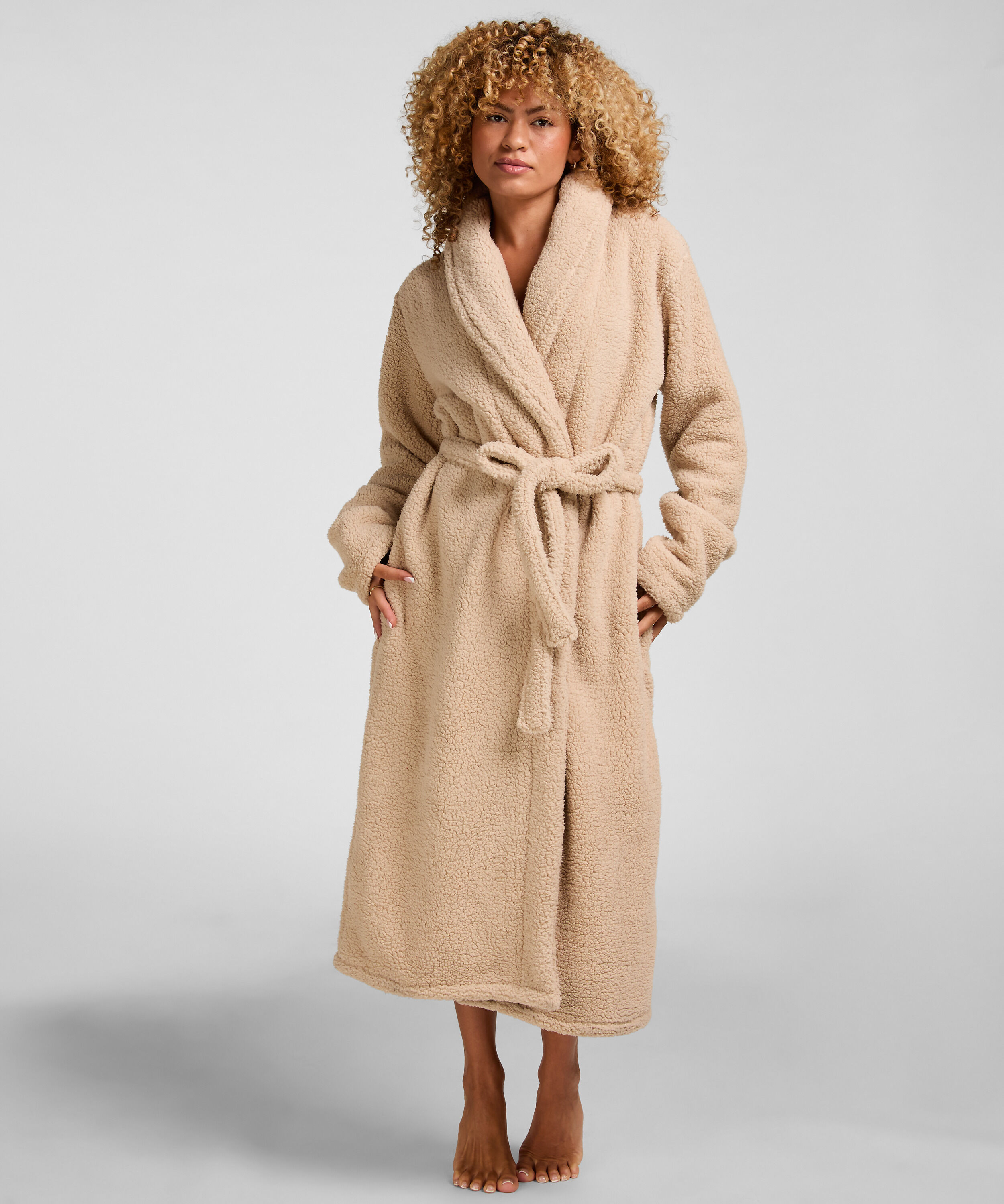 Bademantel Fleece, Beige