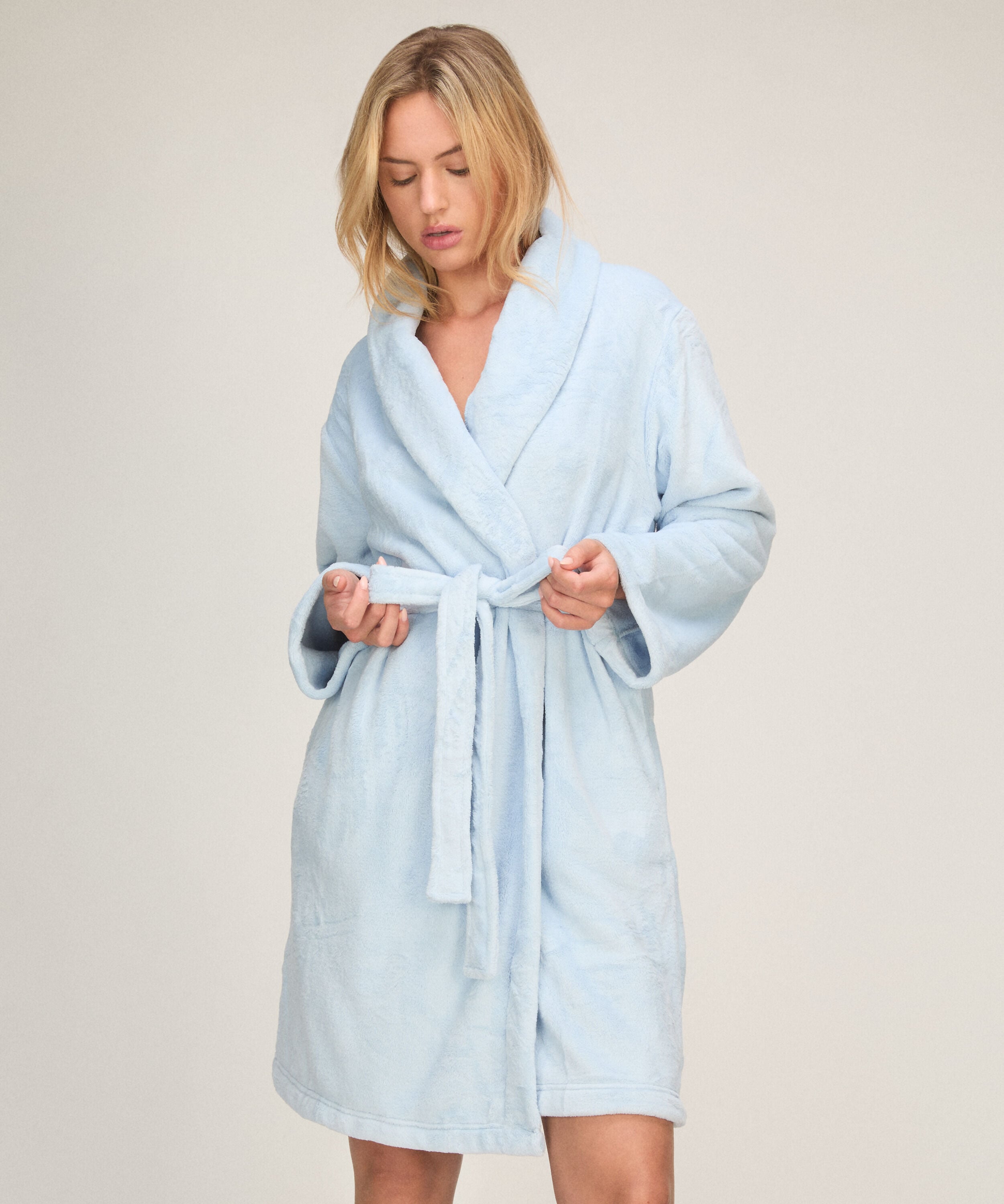 Fluffy-Fleece-Bademantel, Blau Fluffy-Fleece-Bademantel, Blau