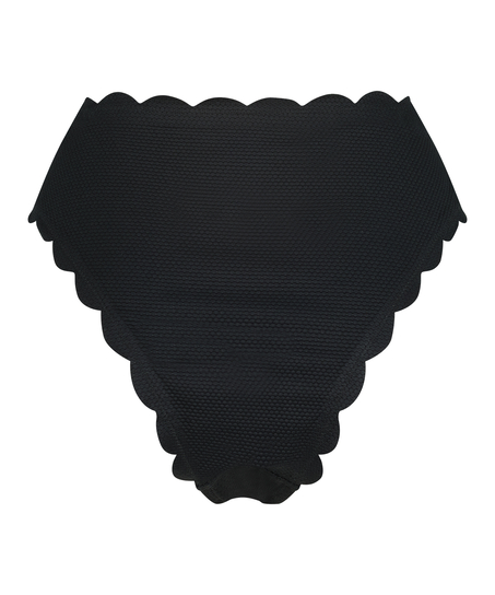 Bikini-Slip mit hohem Beinausschnitt Scallop, Schwarz