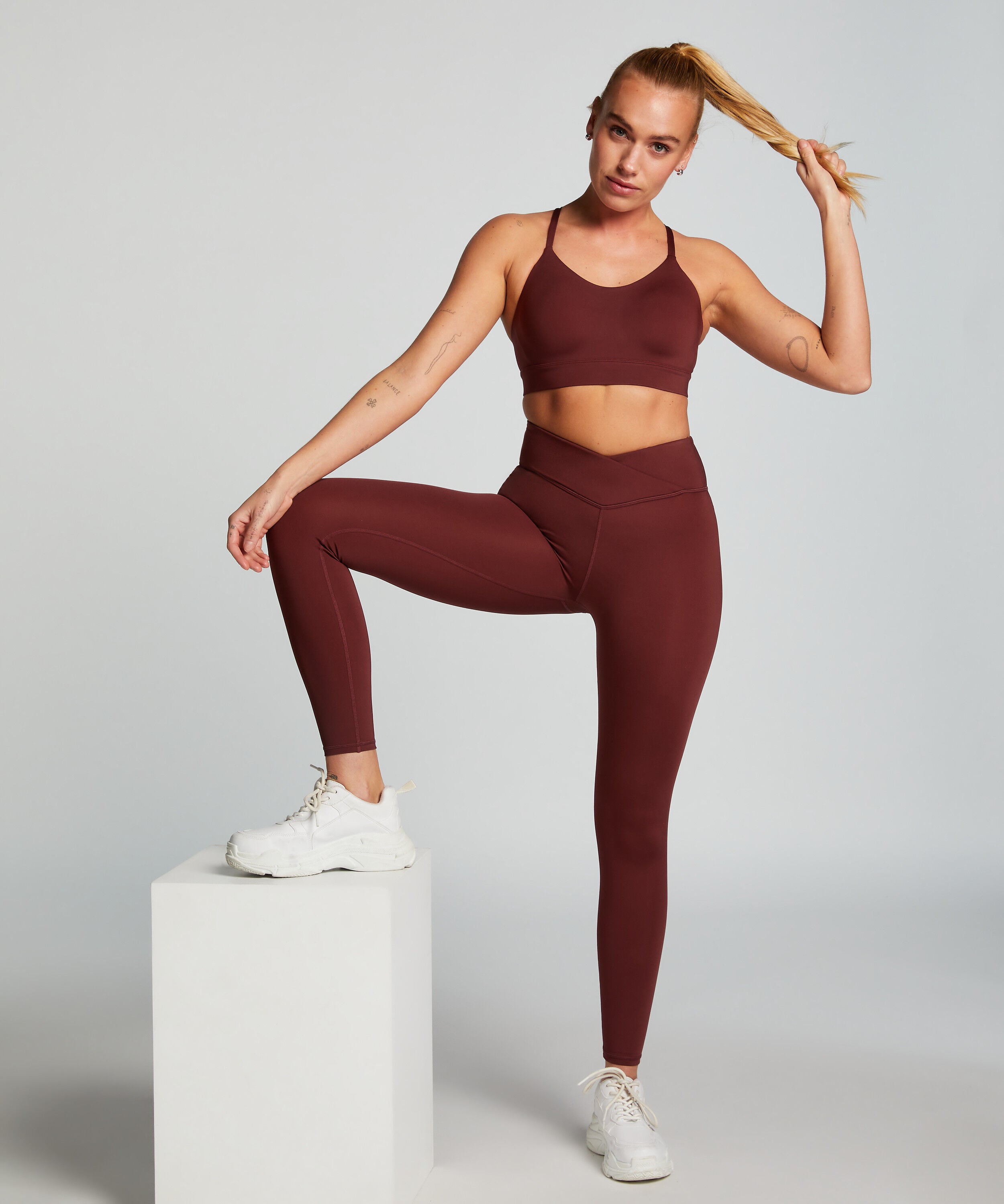 HKMX Gekreuzte High Waist-Leggings, Rot
