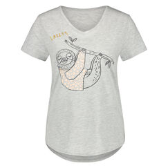 Kurzarm-Pyjamatop, Grau