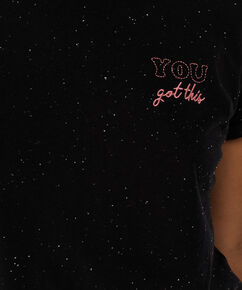 Kurzarm-Pyjamatop, Schwarz