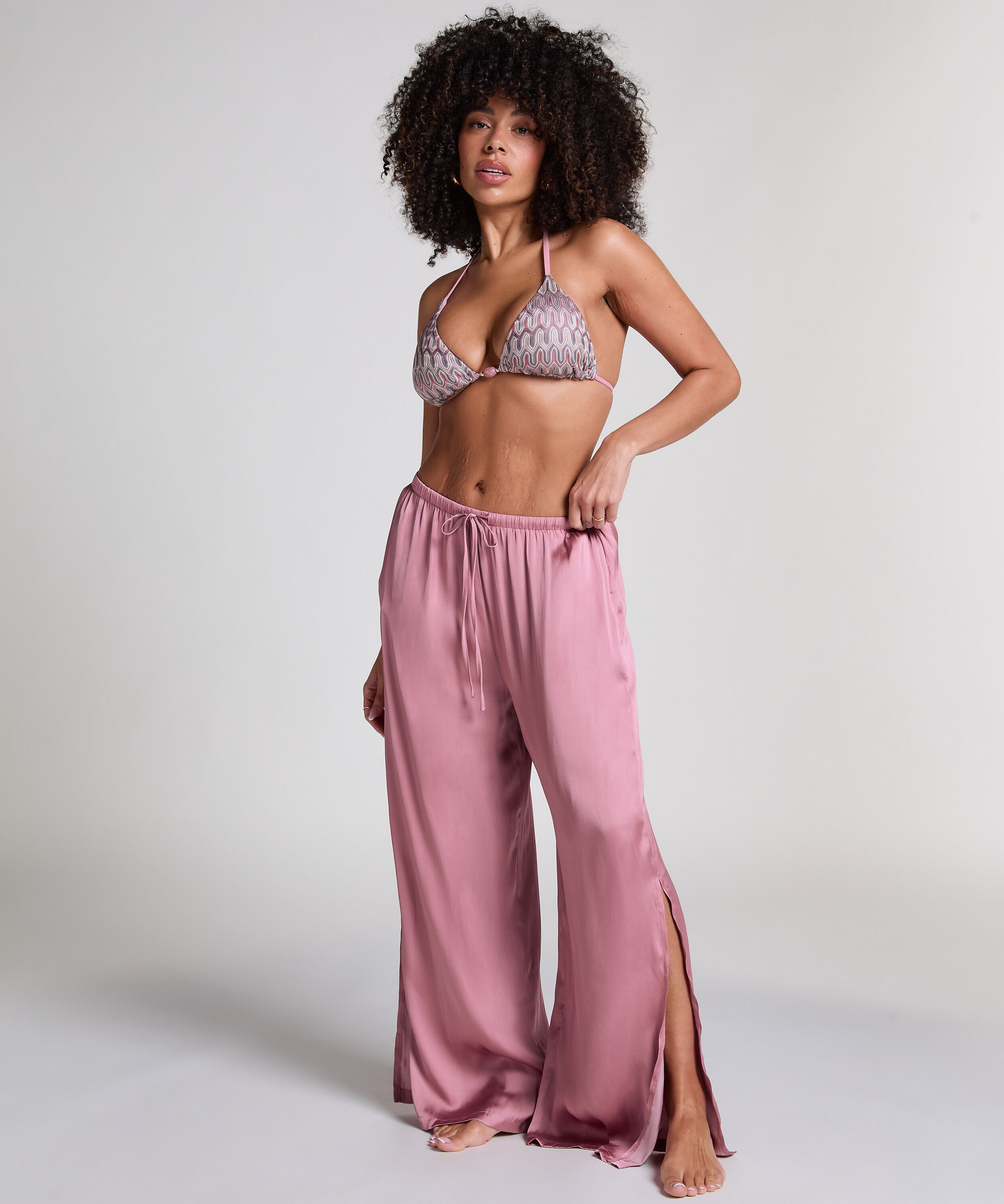 Satin-Strandhose, Rosa Satin-Strandhose, Rosa