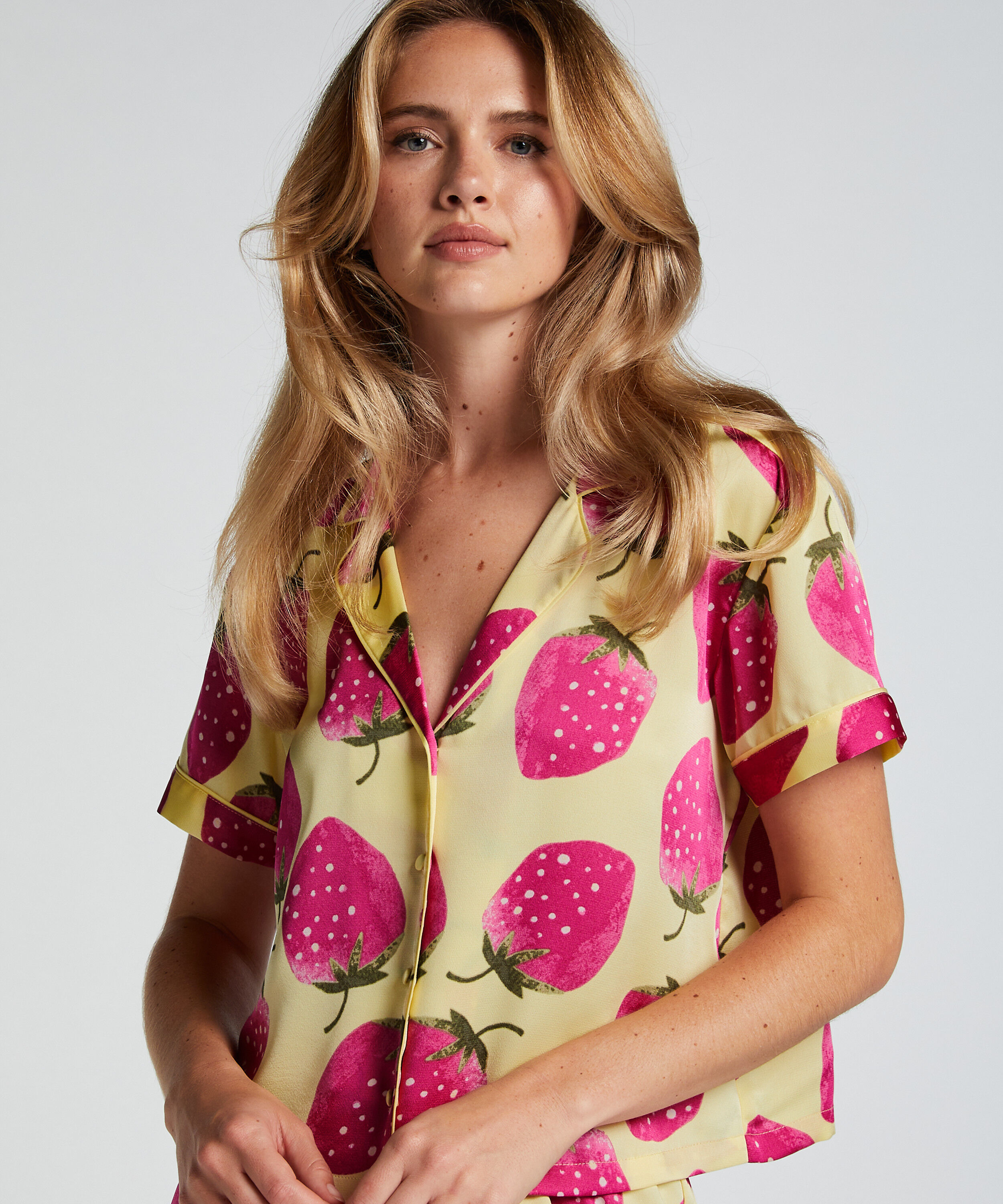 Kurzärmelige Satin-Jacke, Gelb Kurzärmelige Satin-Jacke, Gelb