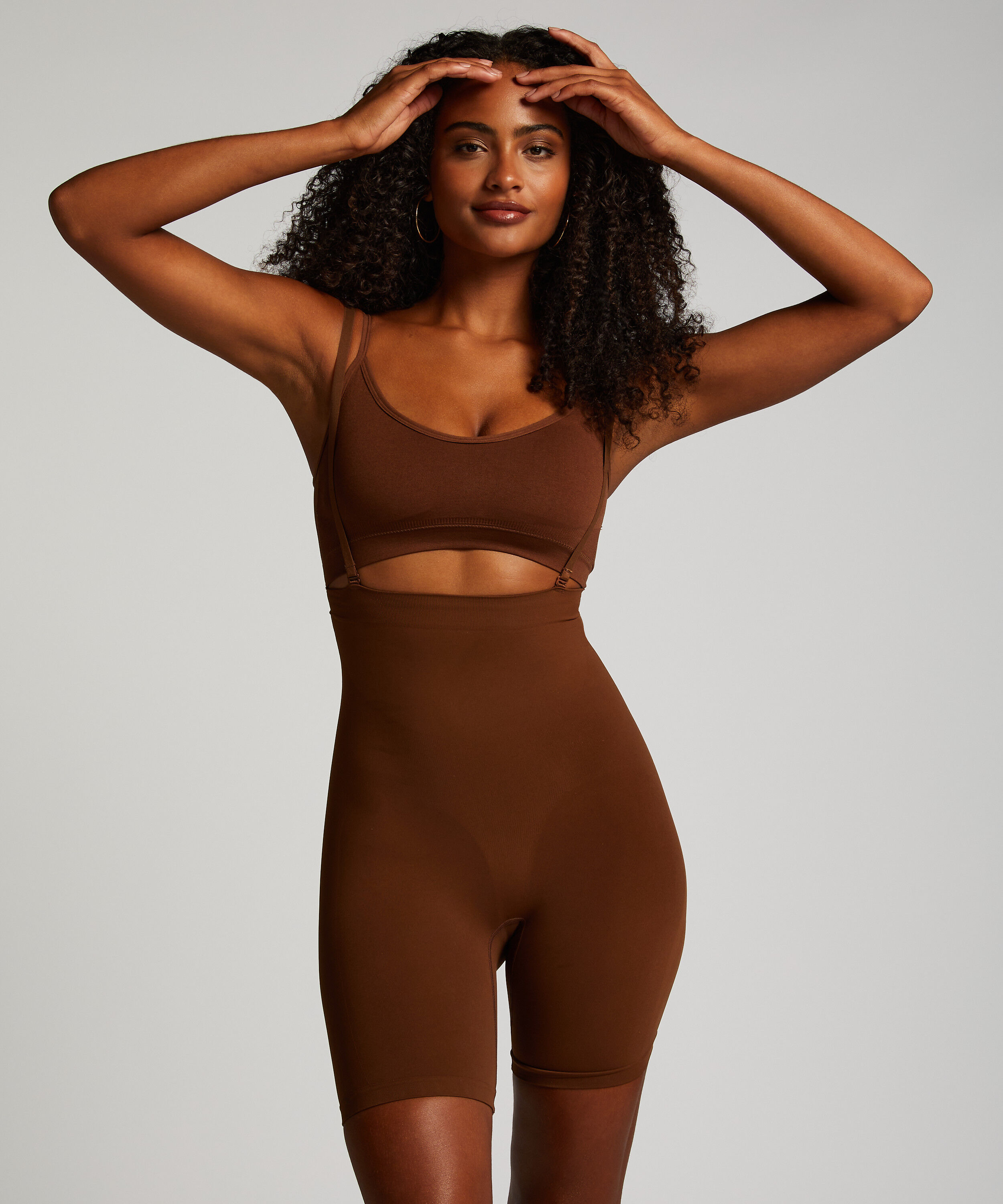 Nahtloser korrigierender Thigh Slimmer, Braun