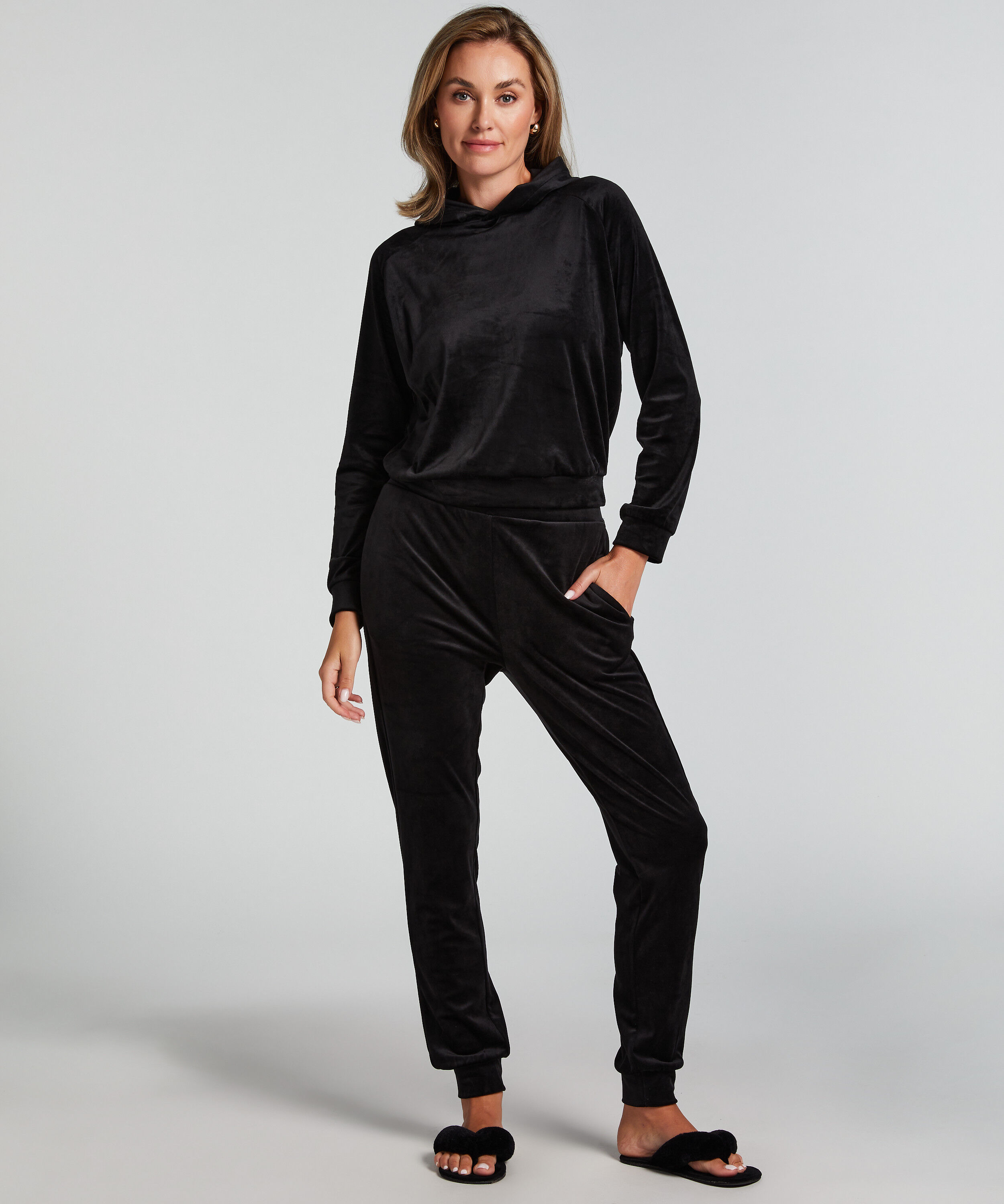 Petite Jogginghose Velours, Schwarz