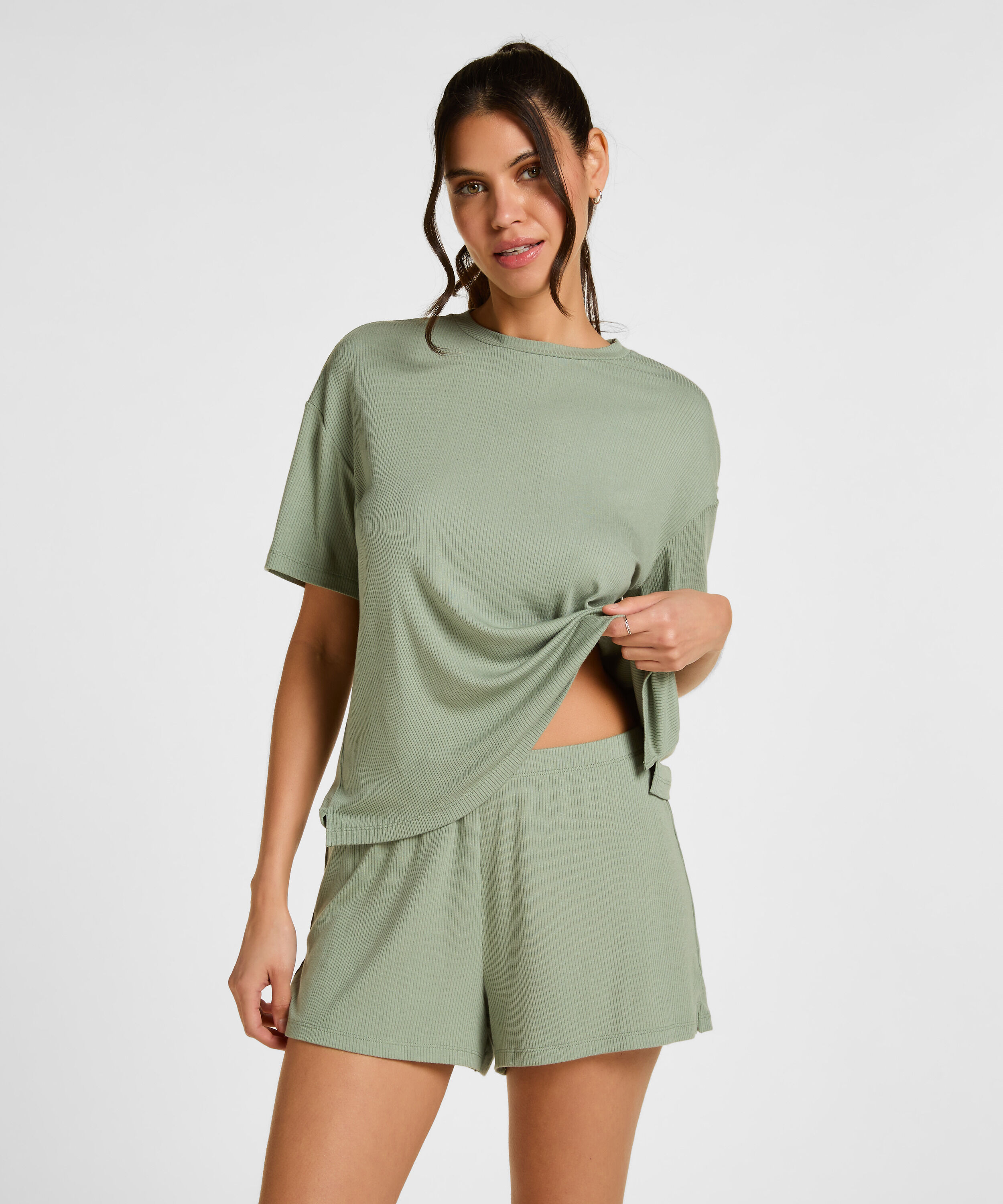 Pyjama-Shorts, Grün