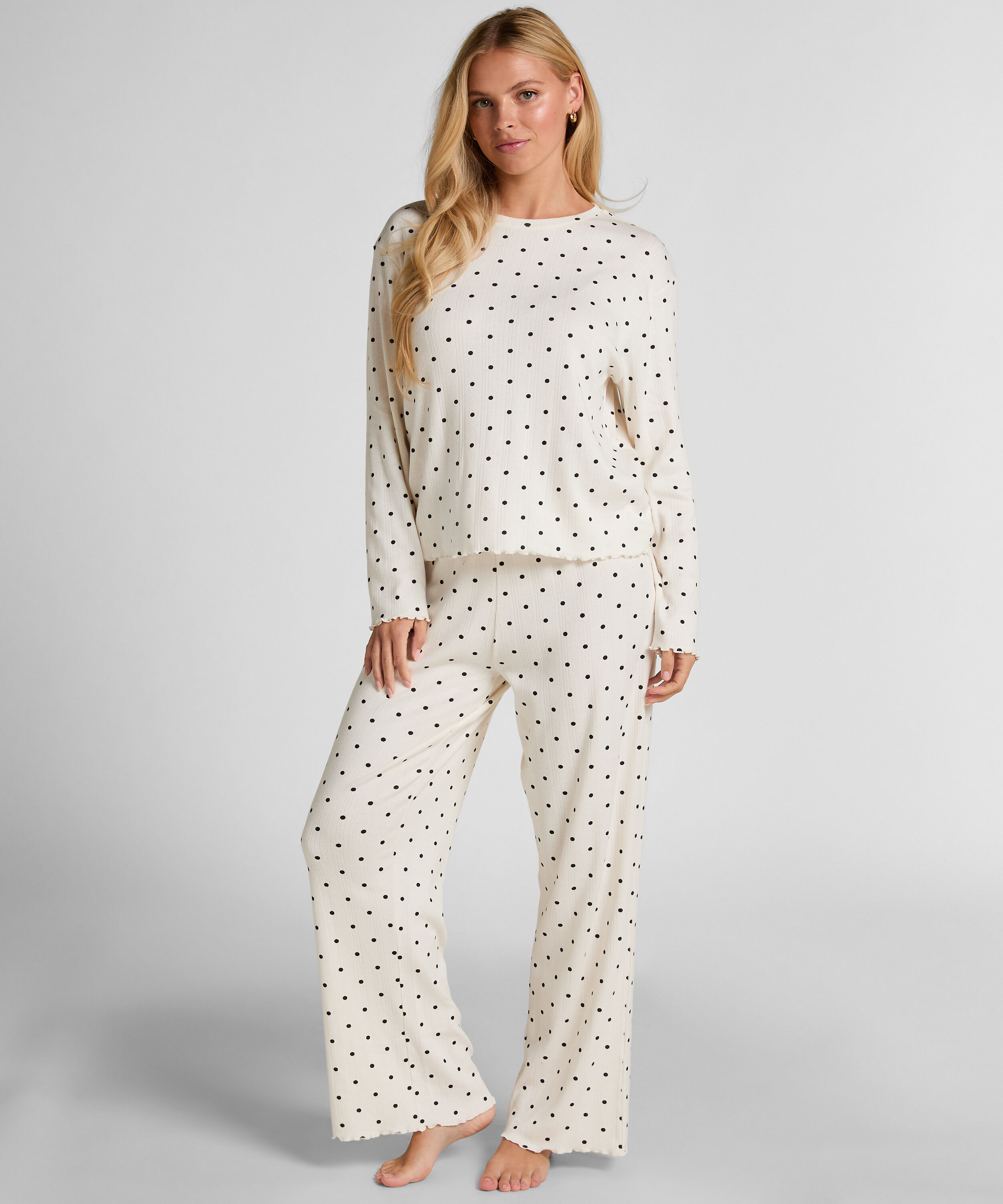 Pyjama Hose Loose Pointelle, Weiß