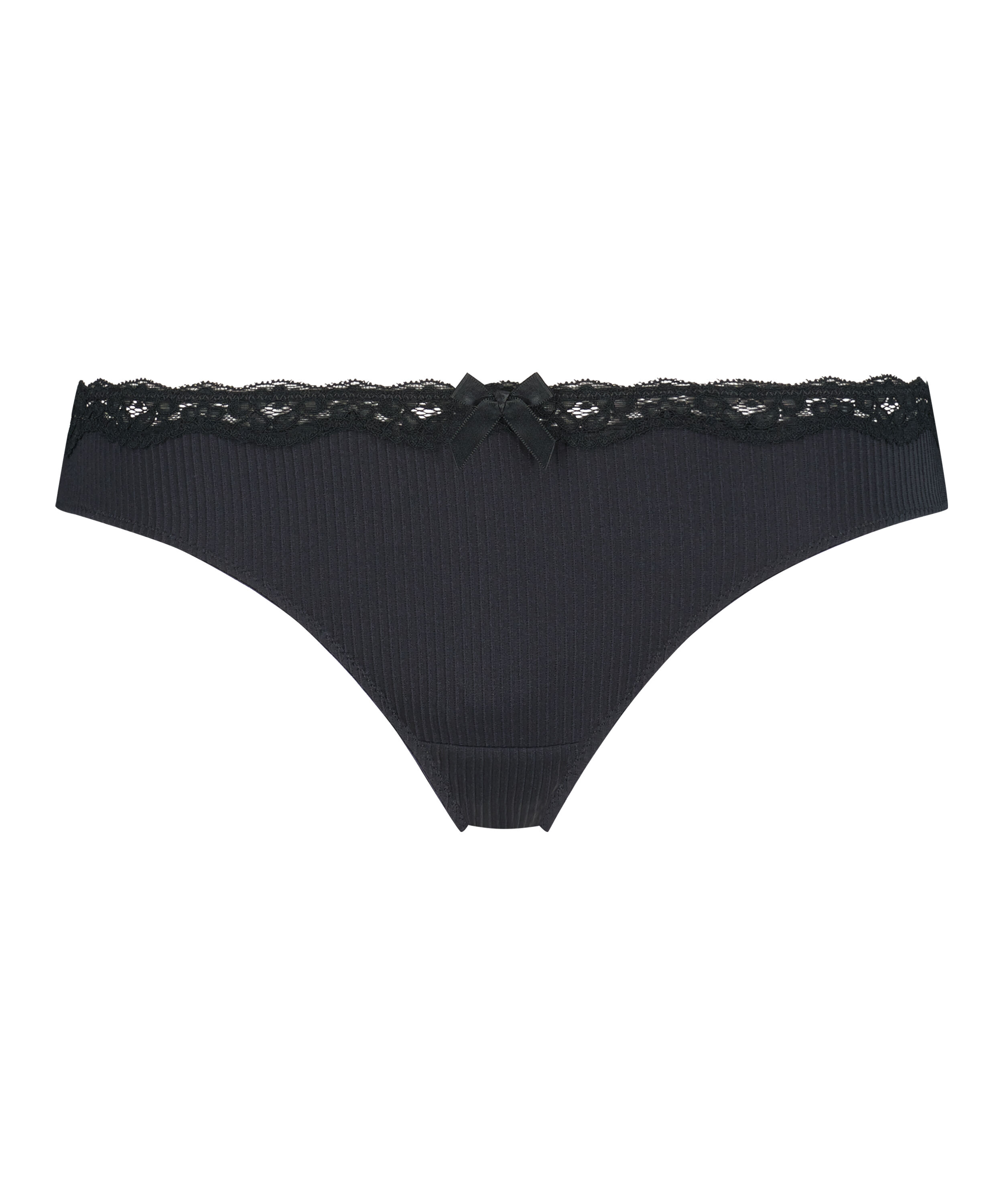 Hunkemöller string Lola met ribstructuur zwart Hunkemöller string Lola met ribstructuur zwart