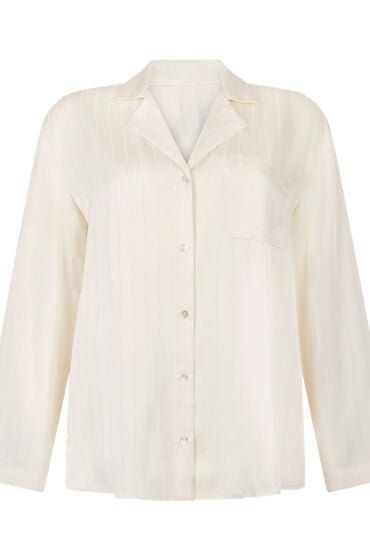 Thumbnail - Hunkemöller Satinjacke mit Nadelstreifen Weiß