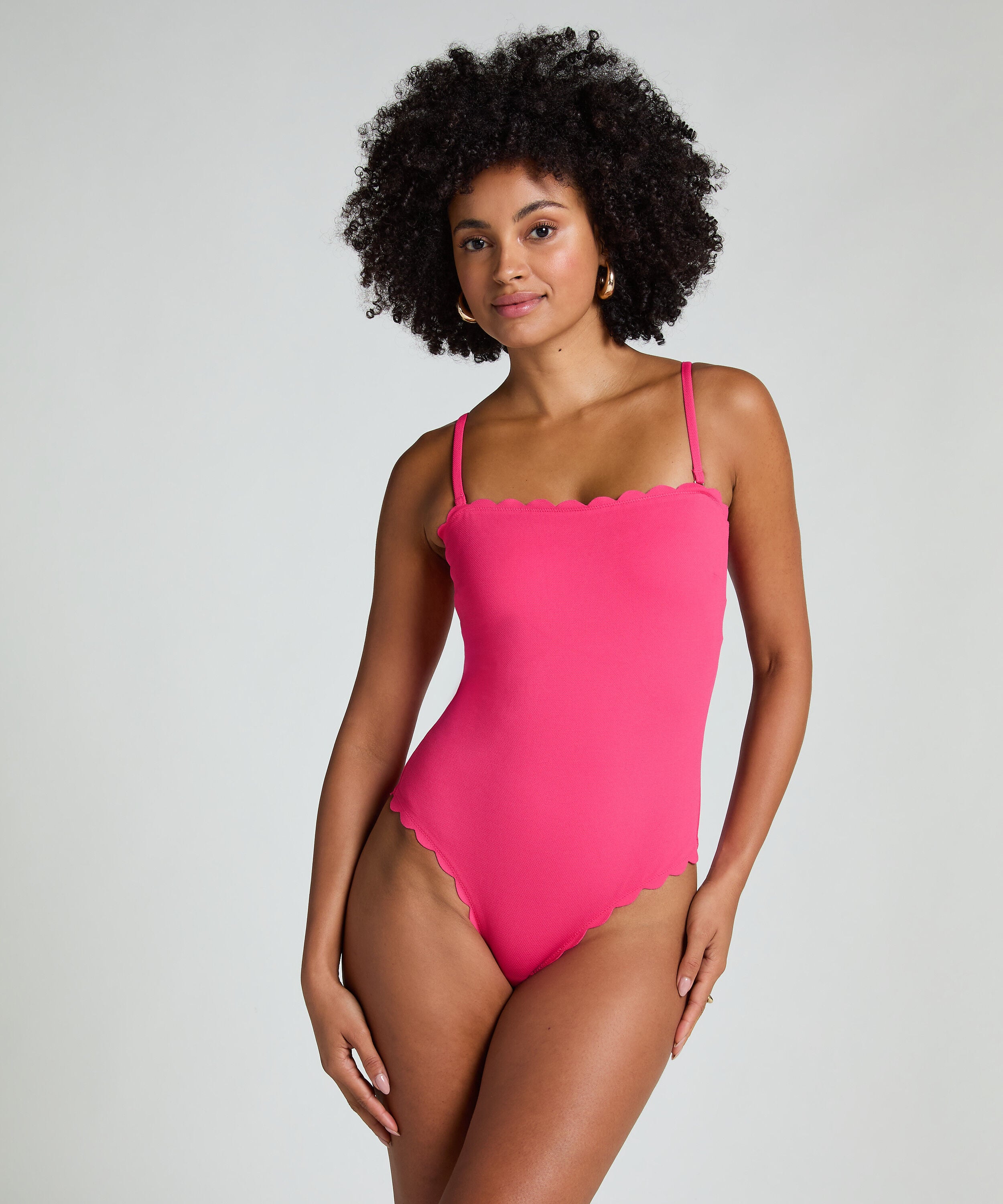 Badeanzug Bandeau Scallop, Rosa