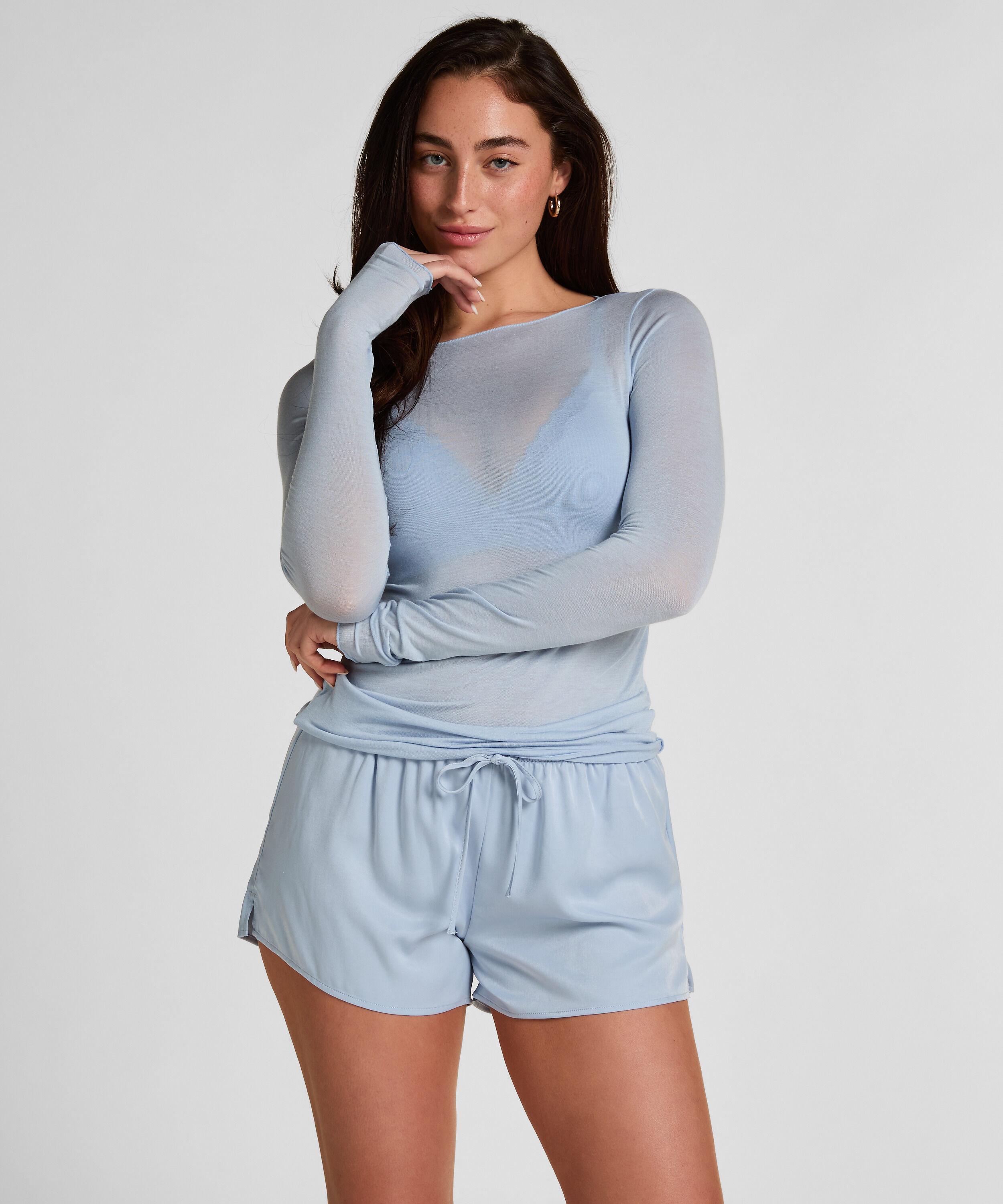 Satin Shorts Ayla, Blau
