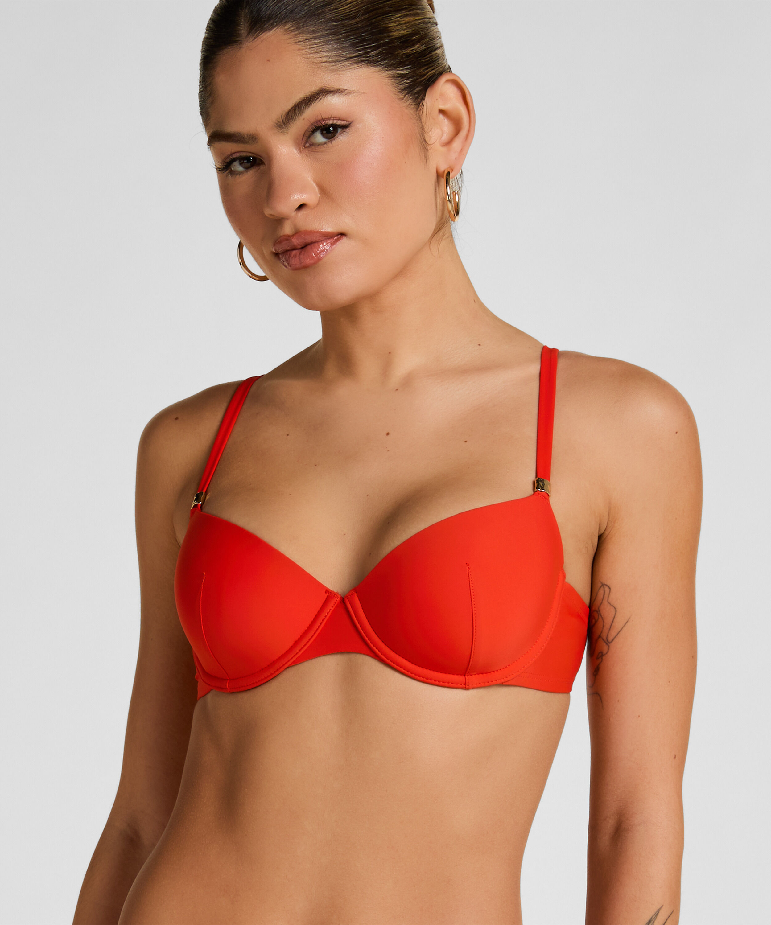 Luxuriöses Bügel-Bikini-Top mit Polsterung, Rot