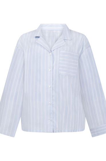 Thumbnail - Hunkemöller Gestreifte Jacke aus gewebter Baumwolle Blau