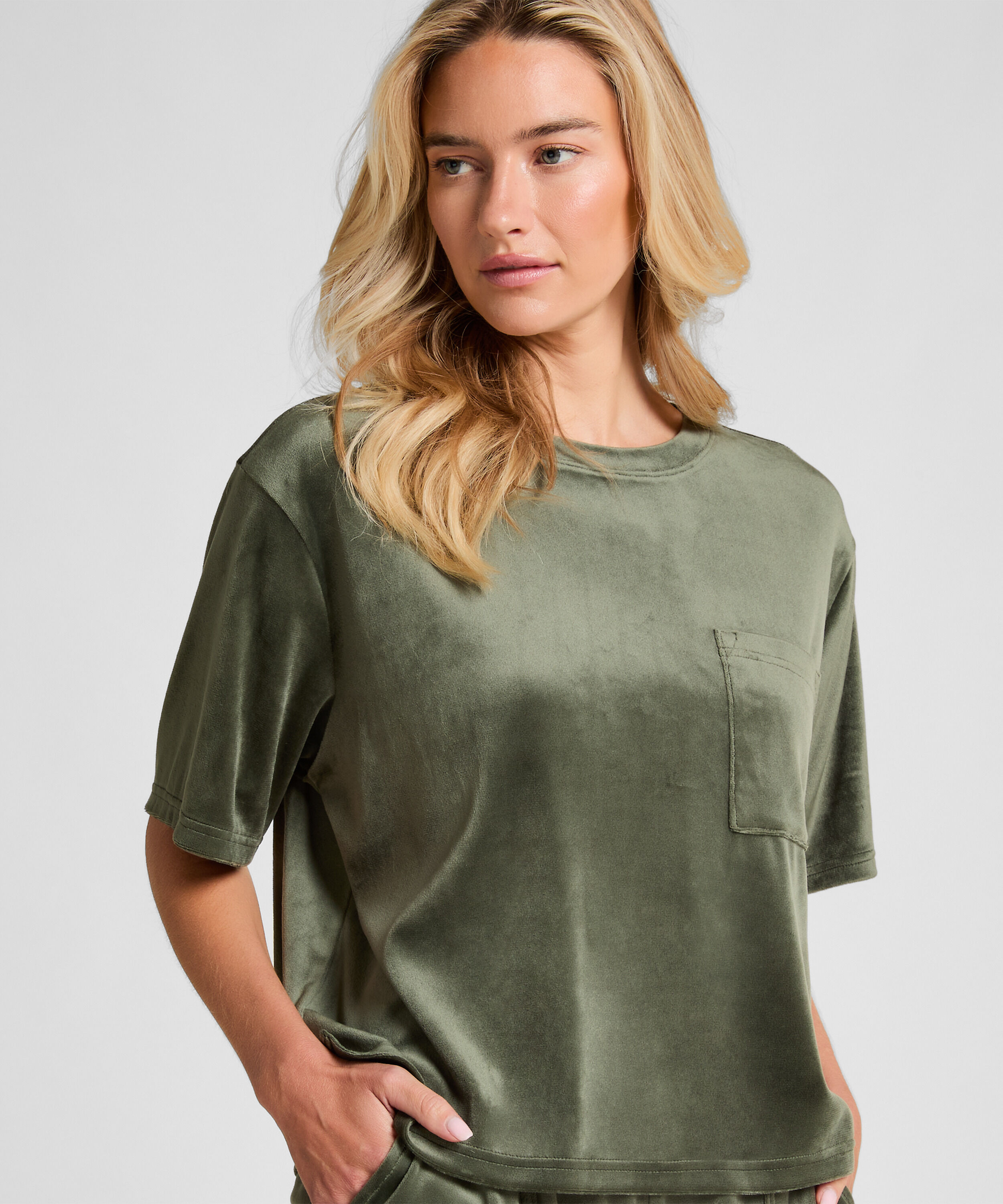 Top Velours Pocket, Grün Top Velours Pocket, Grün