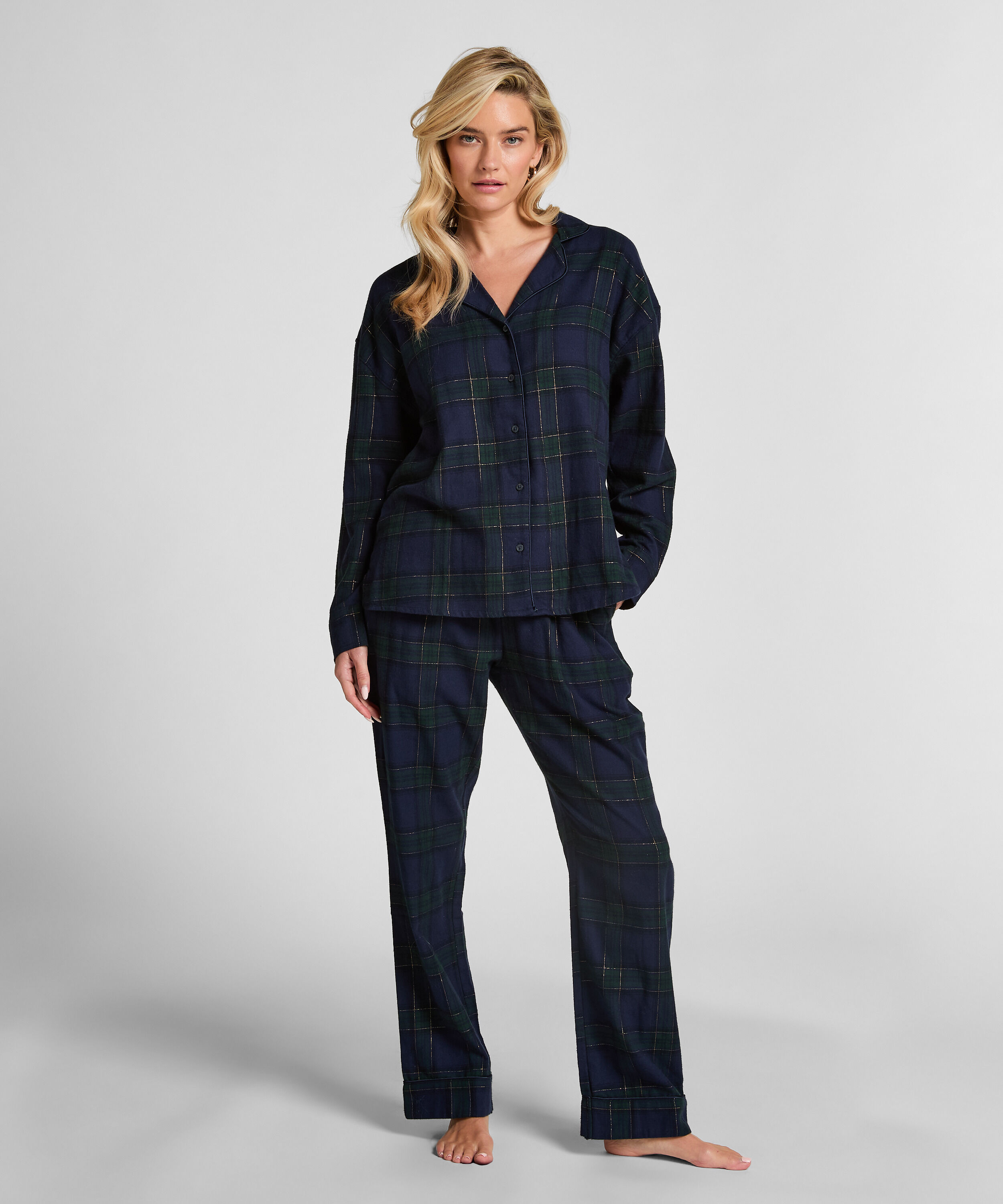 Pyjamahose aus Flanell, Blau Pyjamahose aus Flanell, Blau