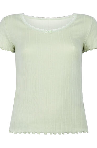 Thumbnail - Hunkemöller Pointelle-Top mit Spitze grün