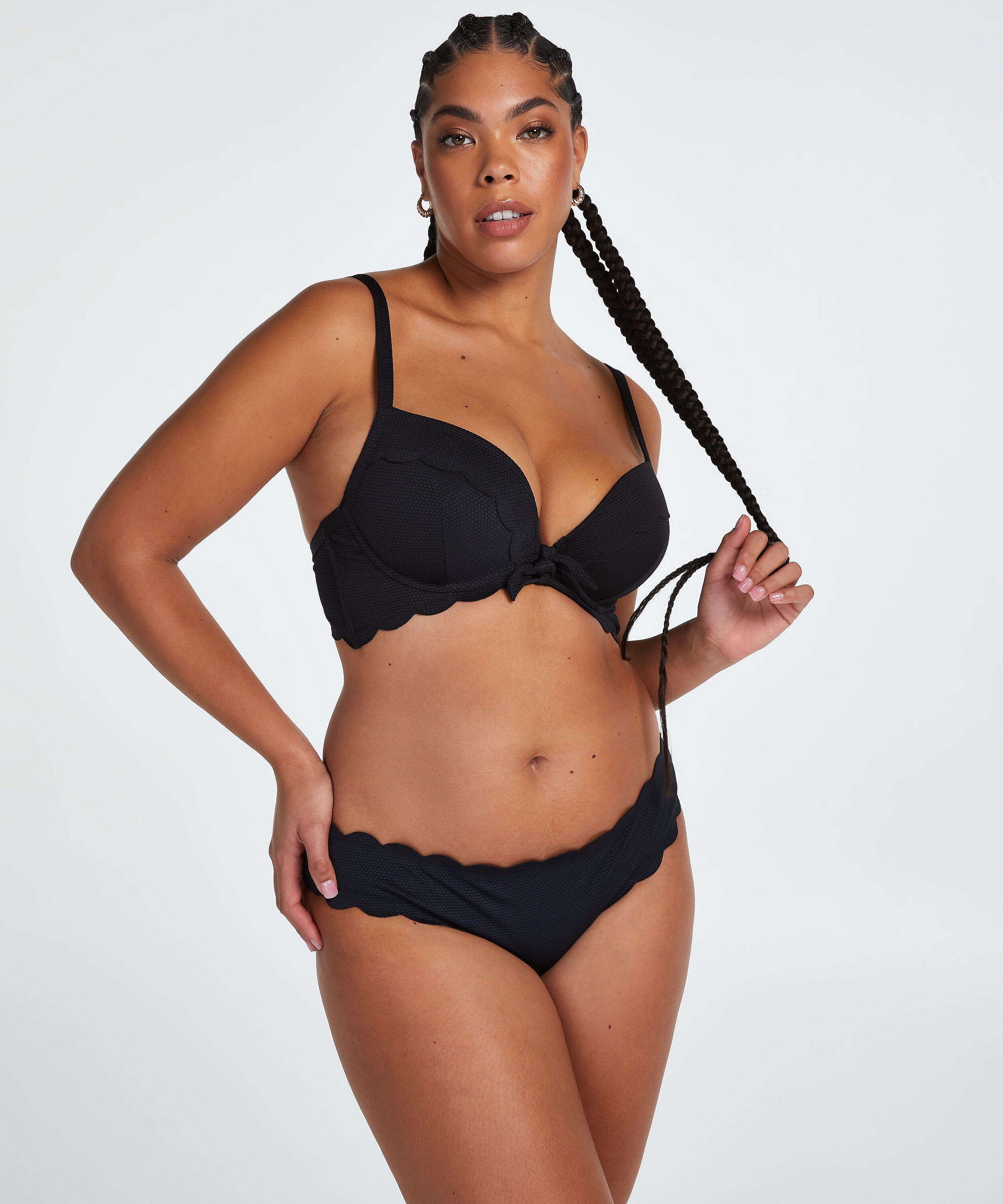 Bikini Slip Rio Scallop, Schwarz