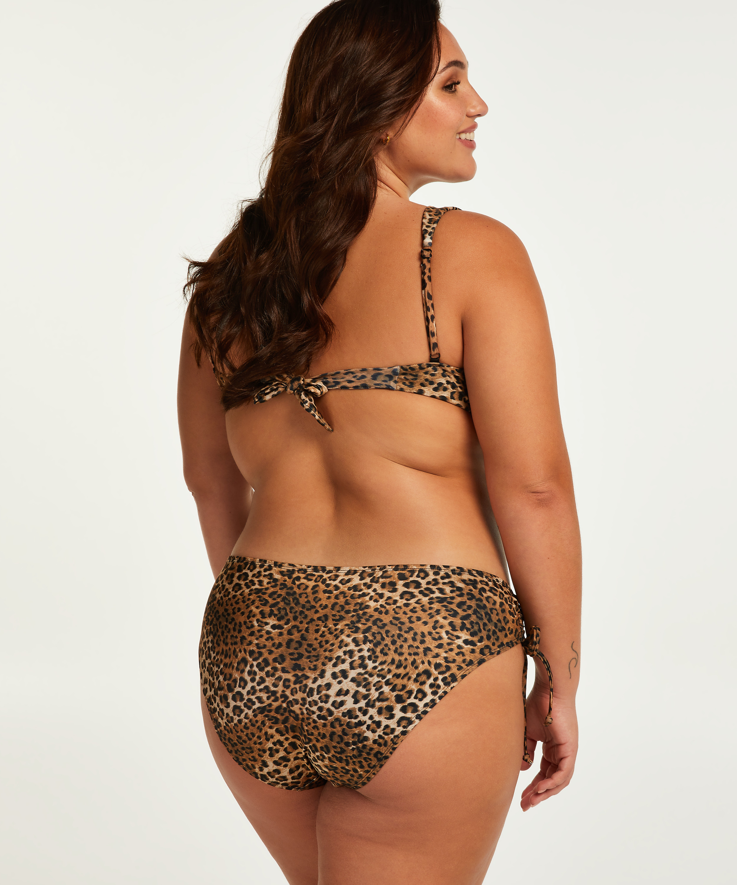 Nicht vorgeformtes Bügel-Bikini-Oberteil Leopard, Braun, main