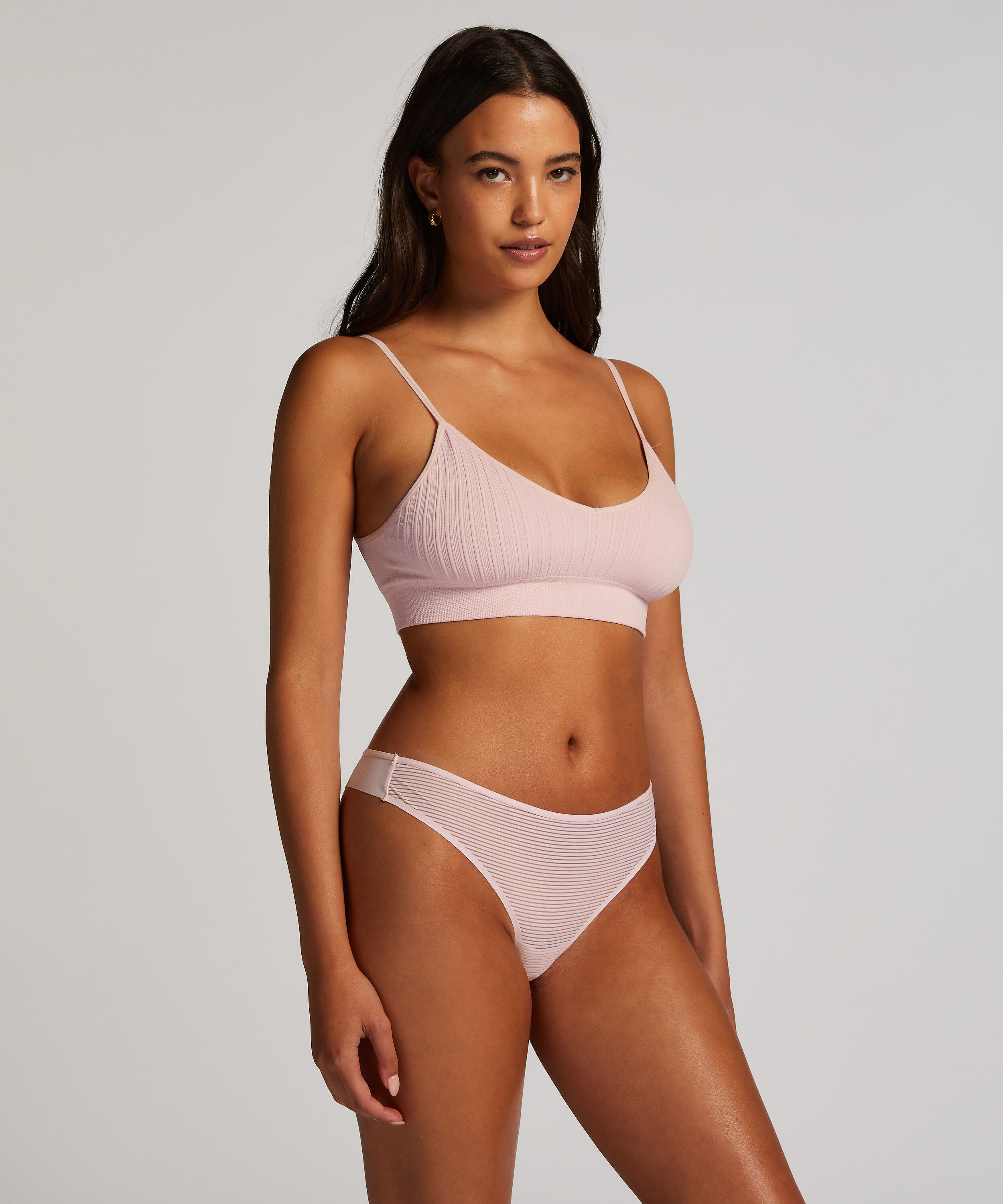Invisible String Stripe Mesh, Rosa