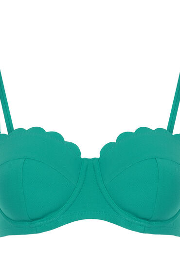 Thumbnail - Hunkemöller Gepolstertes trägerloses Bikinioberteil mit Bügel Scallop Cup E + grün