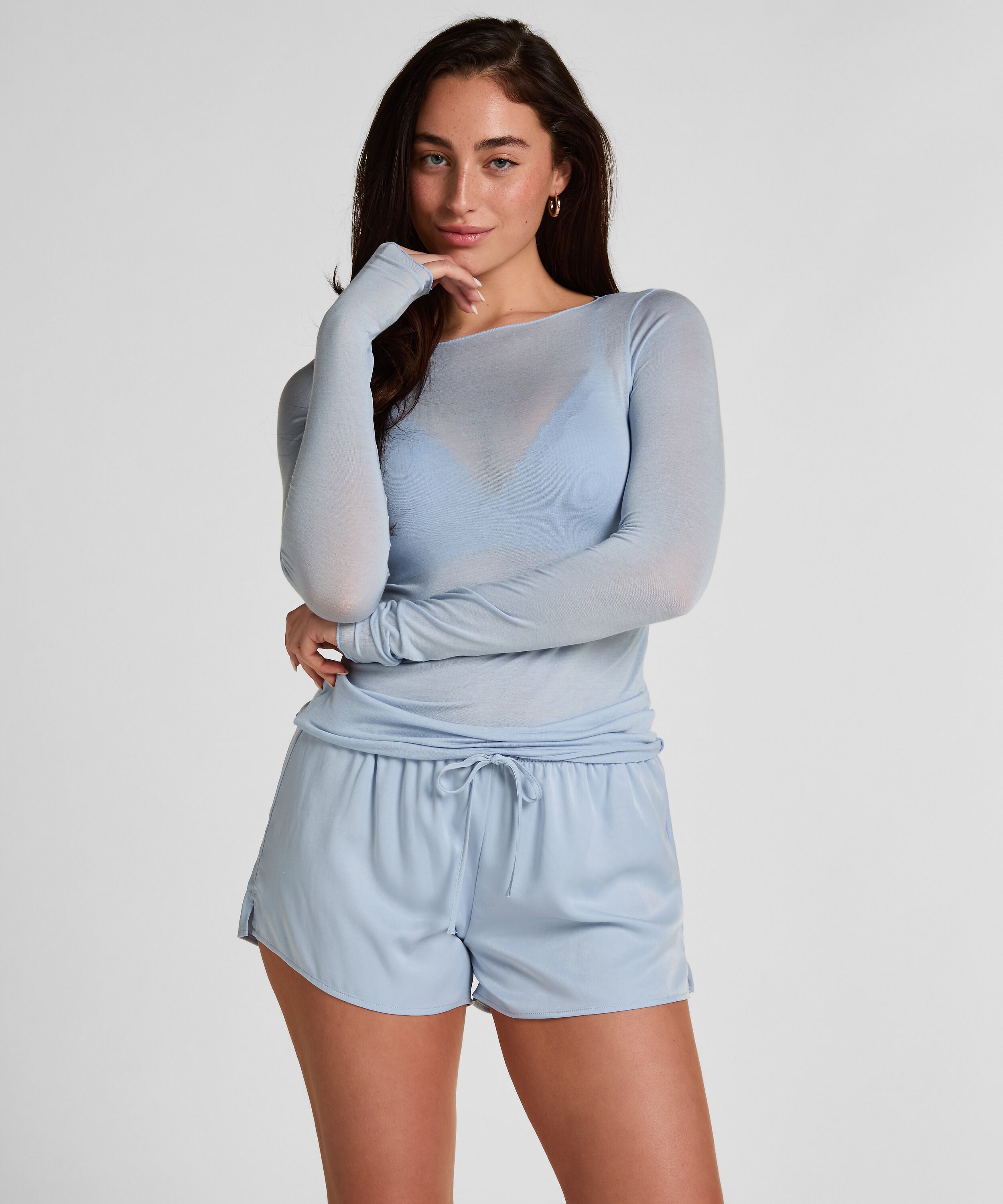 Satin Shorts Ayla, Blau