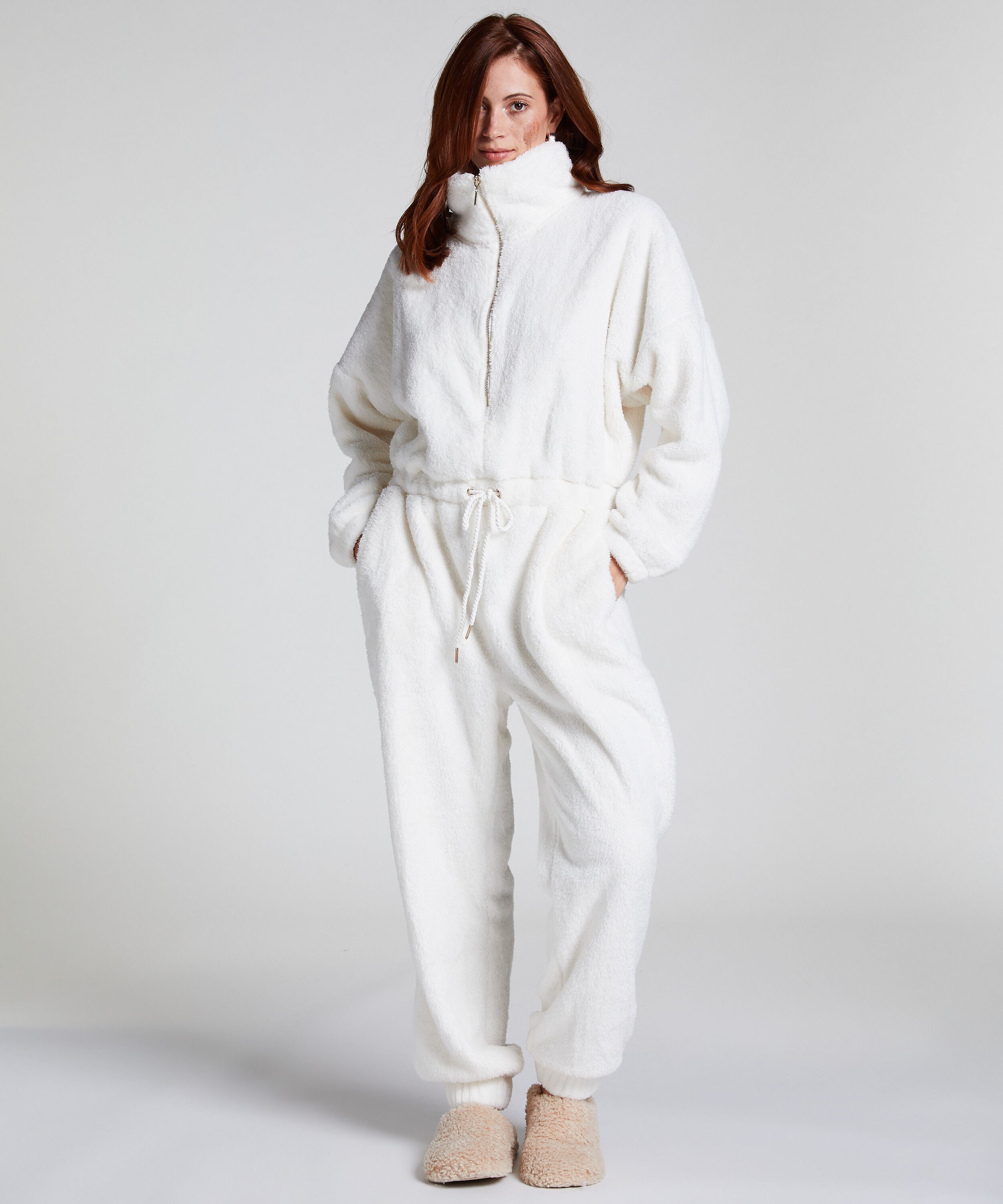 Onesie Fleece, Weiß