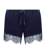 Glänzende Velours-Spitzen-Shorts, Blau