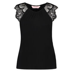 Singlet Jersey Lace, Schwarz