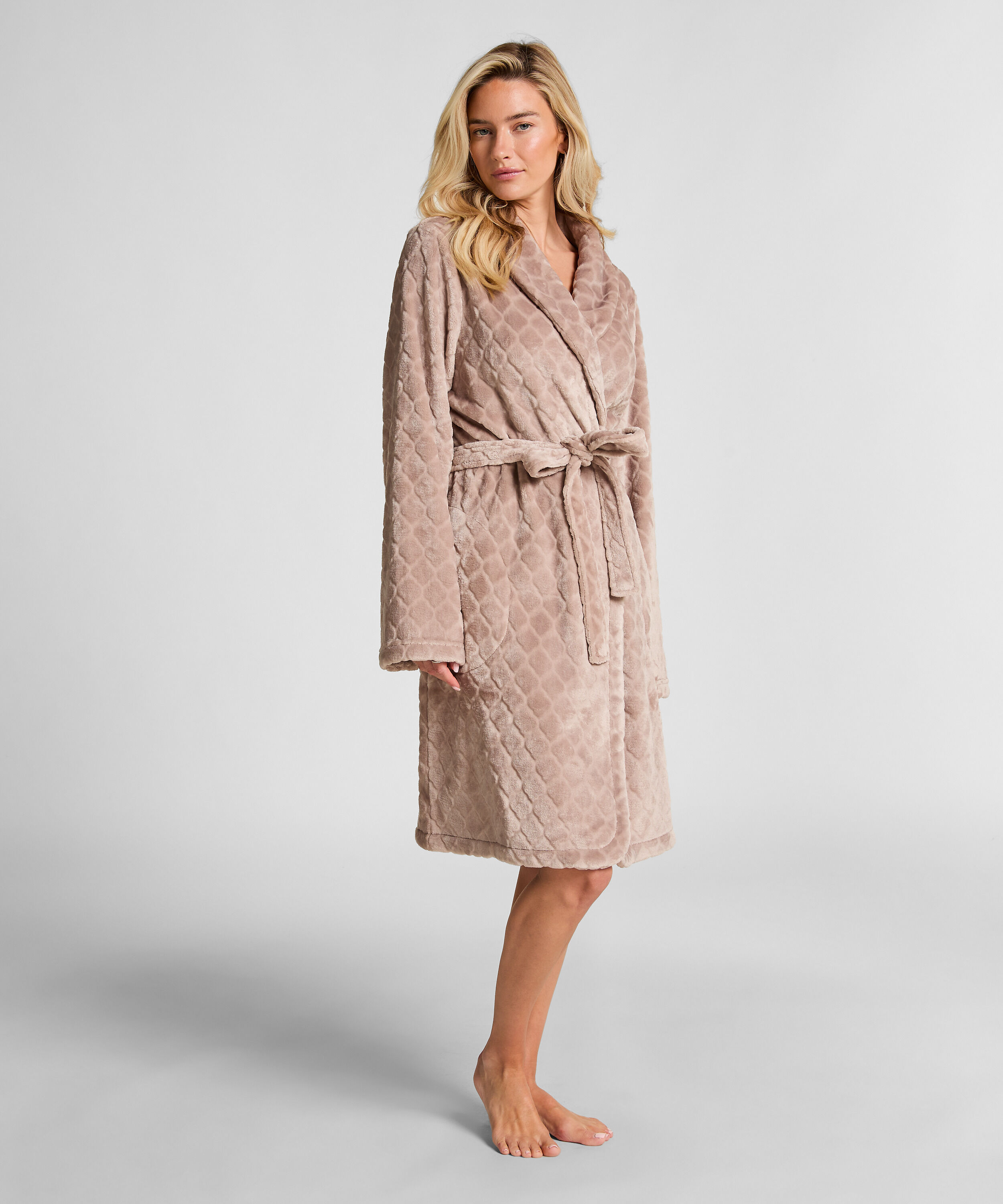 Bademantel Fleece, Beige