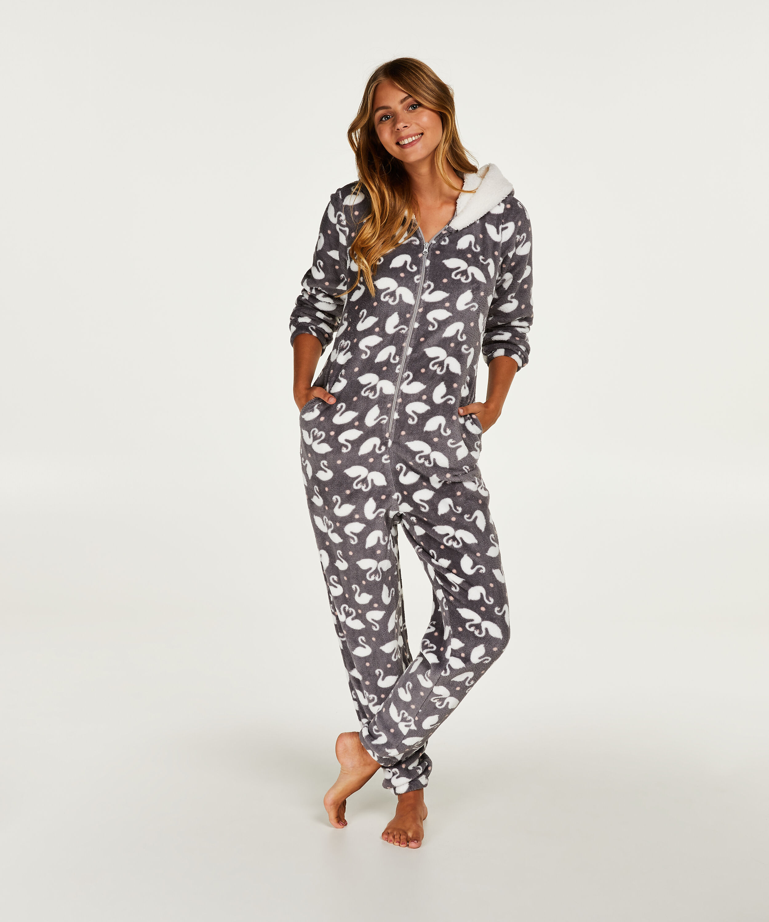 Onesie aus Fleece, Grau Onesie aus Fleece, Grau
