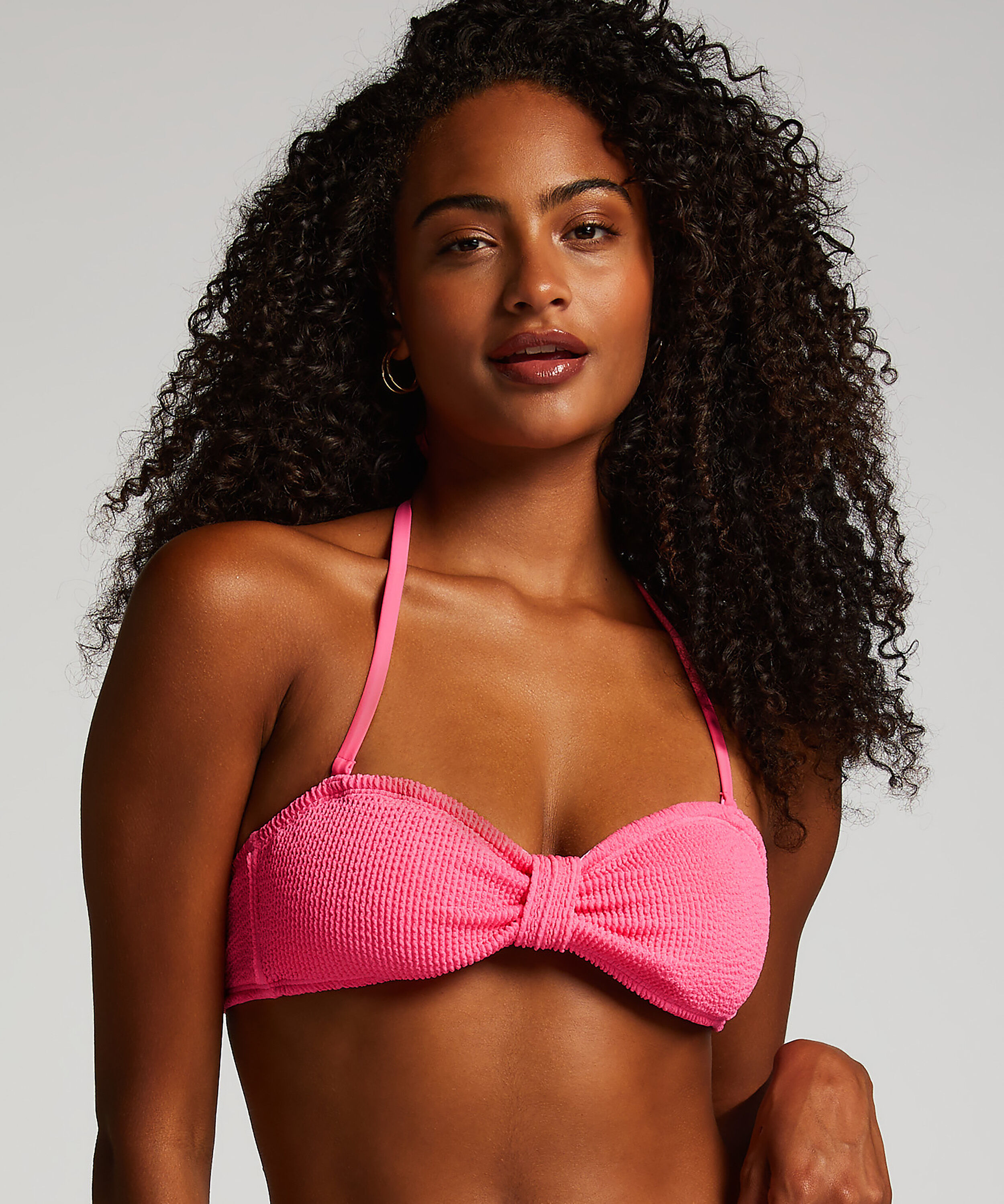 Bandeau Bikini Top Crinkle, Rosa