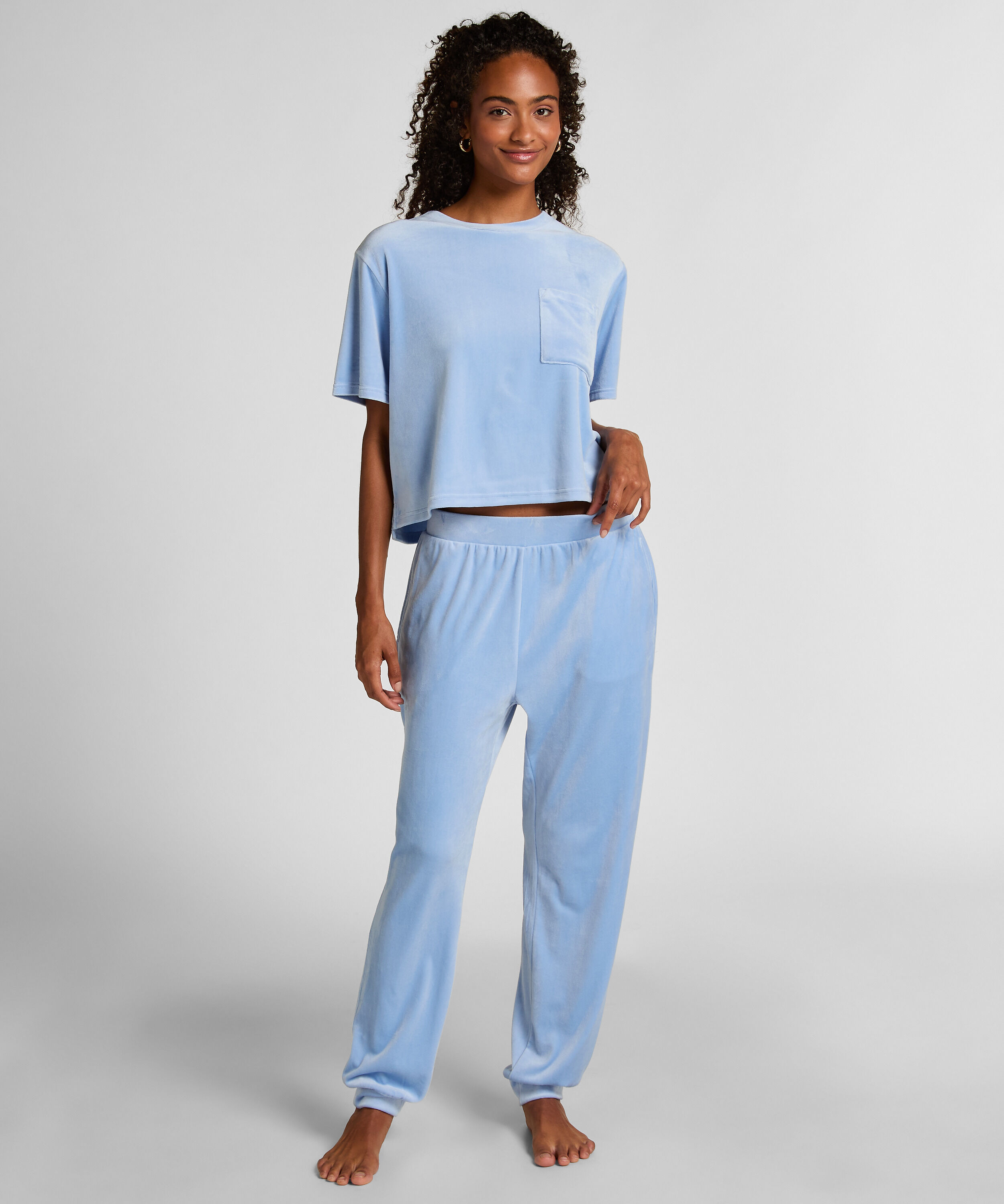 Jogginghose Velours, Blau