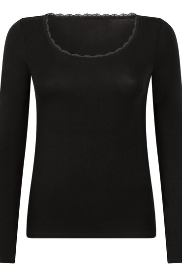 Thumbnail - Hunkemöller Langärmeliges Pyjamatop Jersey Schwarz