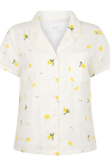 Thumbnail - Hunkemöller Zitronen Pyjamajacke Weiß