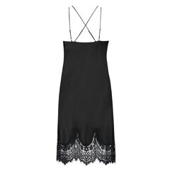 Slipdress Lace Satin, Schwarz