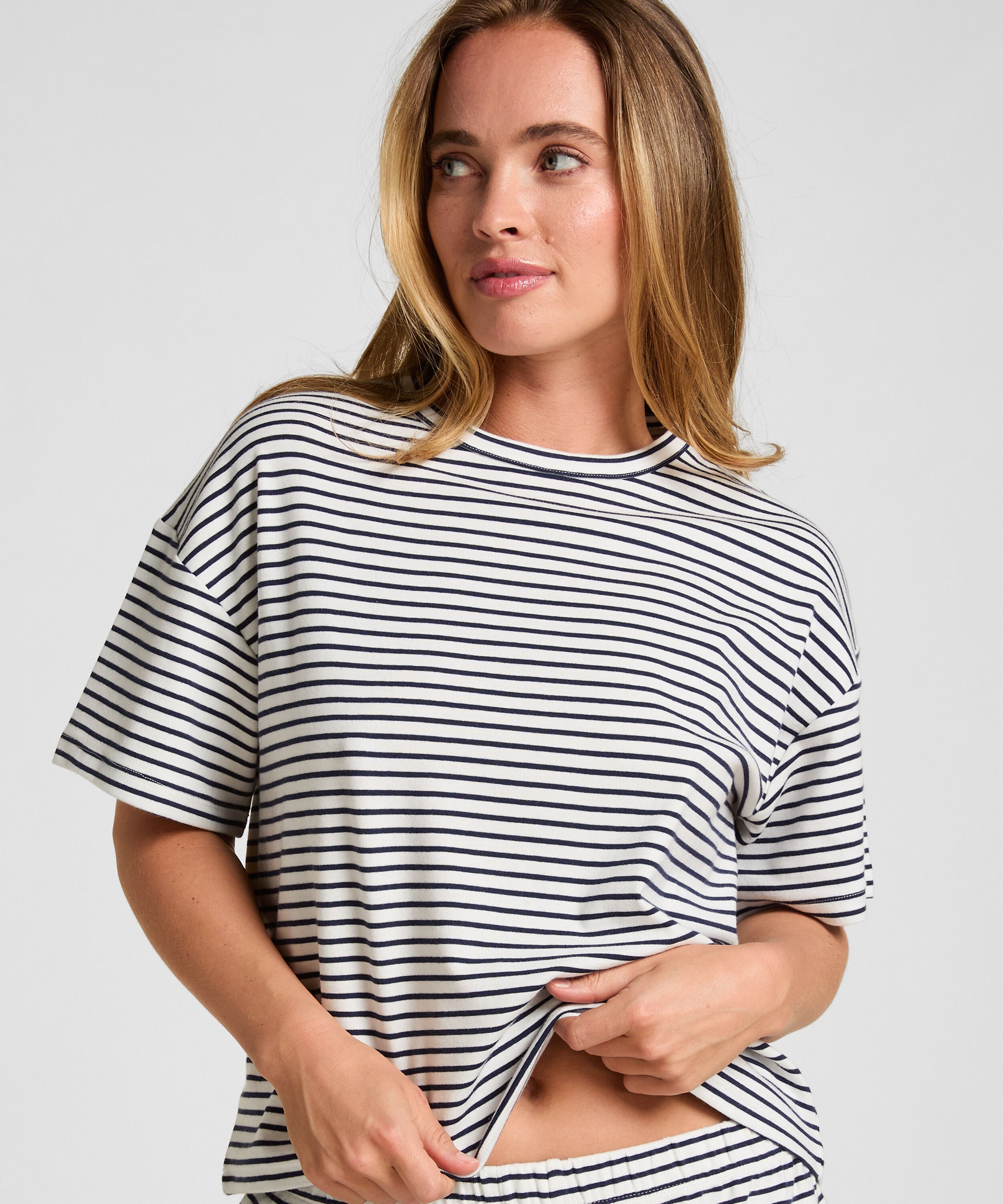 Pyjama Oberteil Gestreift Jersey, Blau