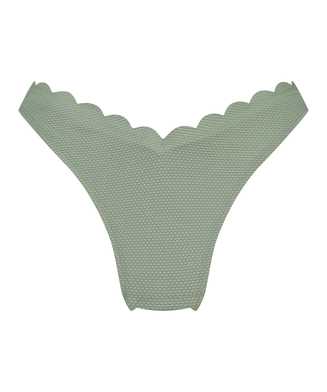 Hoch ausgeschnittener Bikini-Slip Scallop, grün