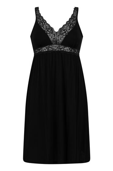 Thumbnail - Hunkemöller Jersey-Negligé mit Spitze Schwarz
