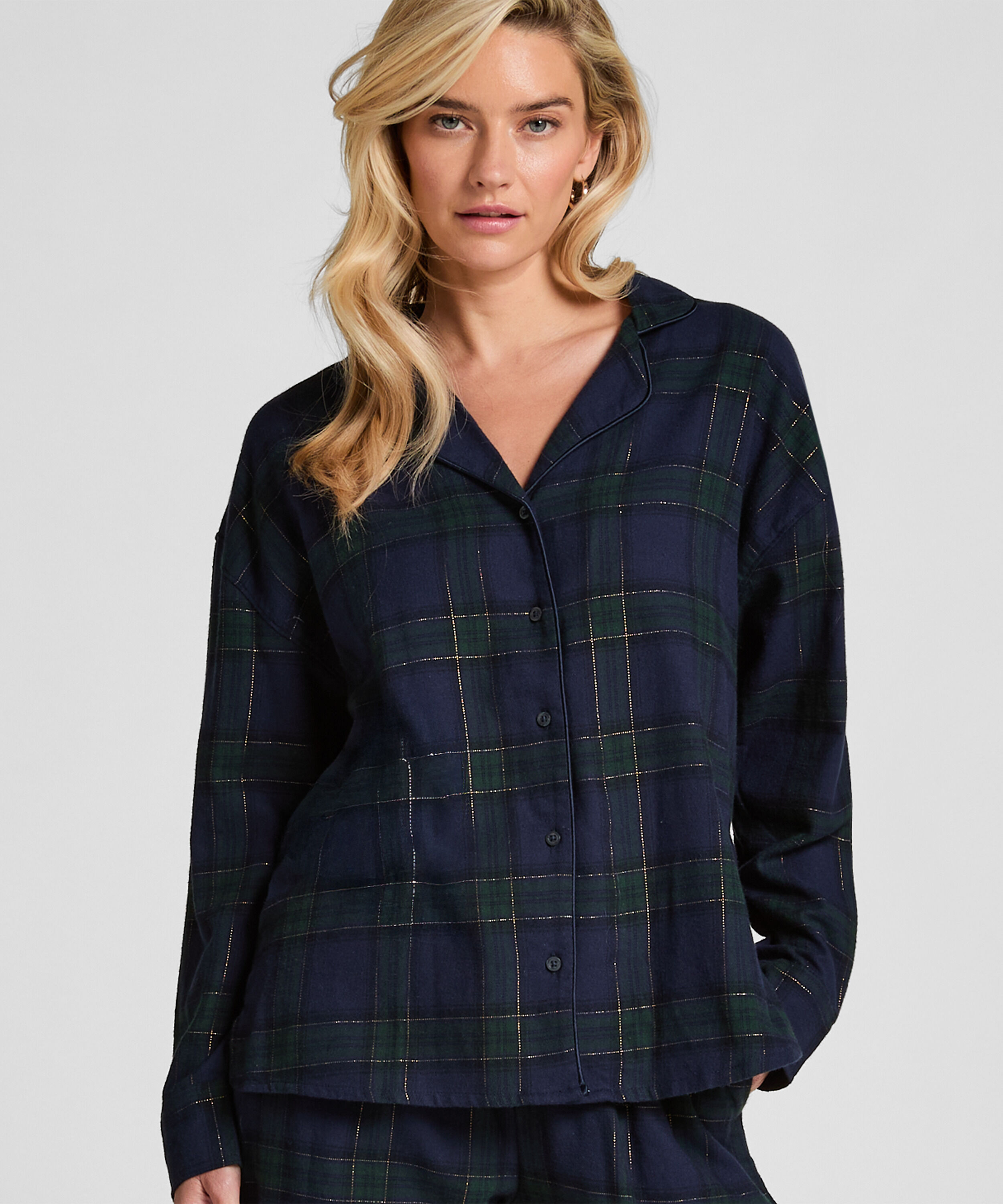 Pyjamatop aus Flanell, Blau Pyjamatop aus Flanell, Blau