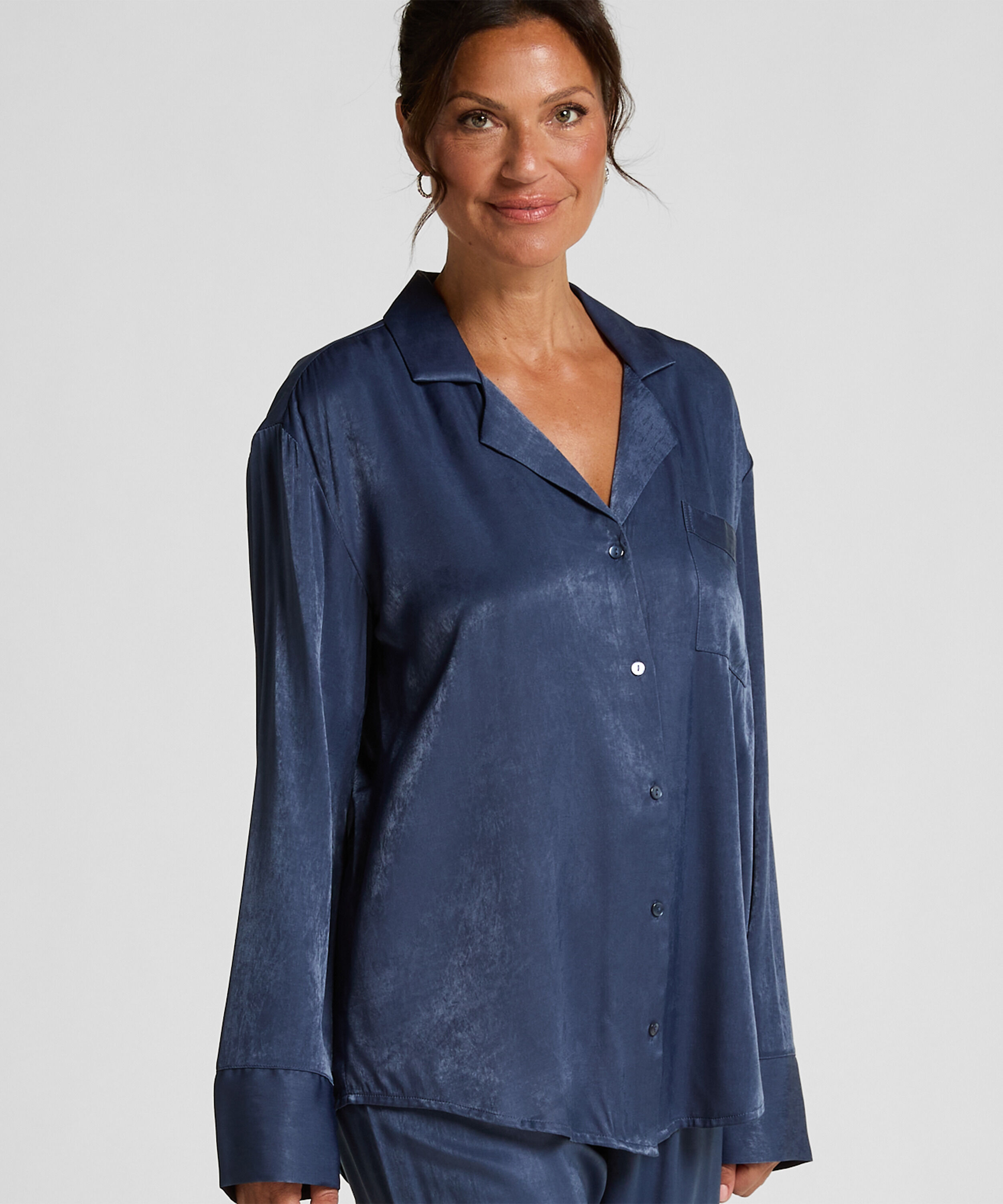Langarmjacke Satin Ayla, Blau Langarmjacke Satin Ayla, Blau