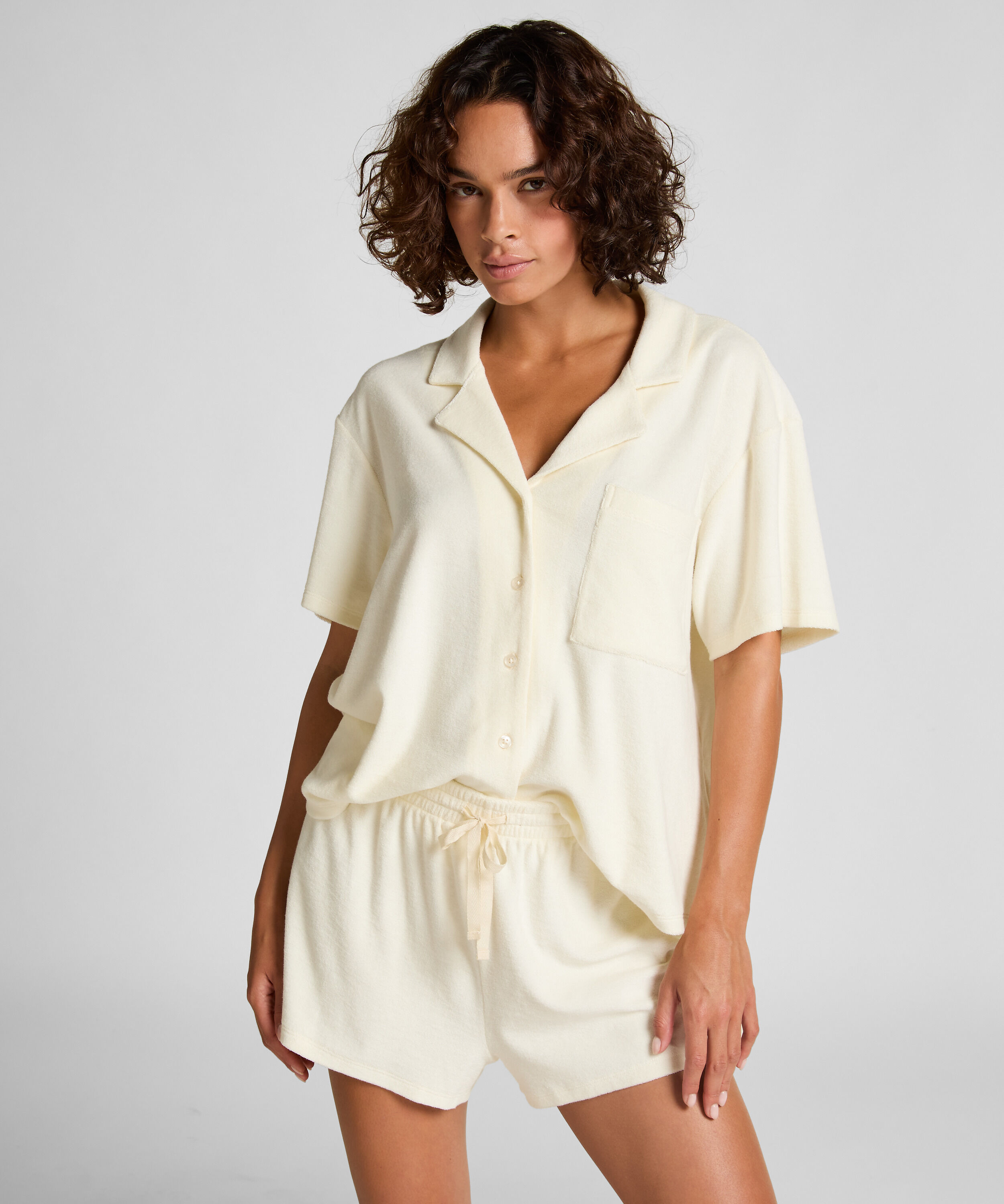 Shorts mit Handtuch-Textur, Weiß Shorts mit Handtuch-Textur, Weiß